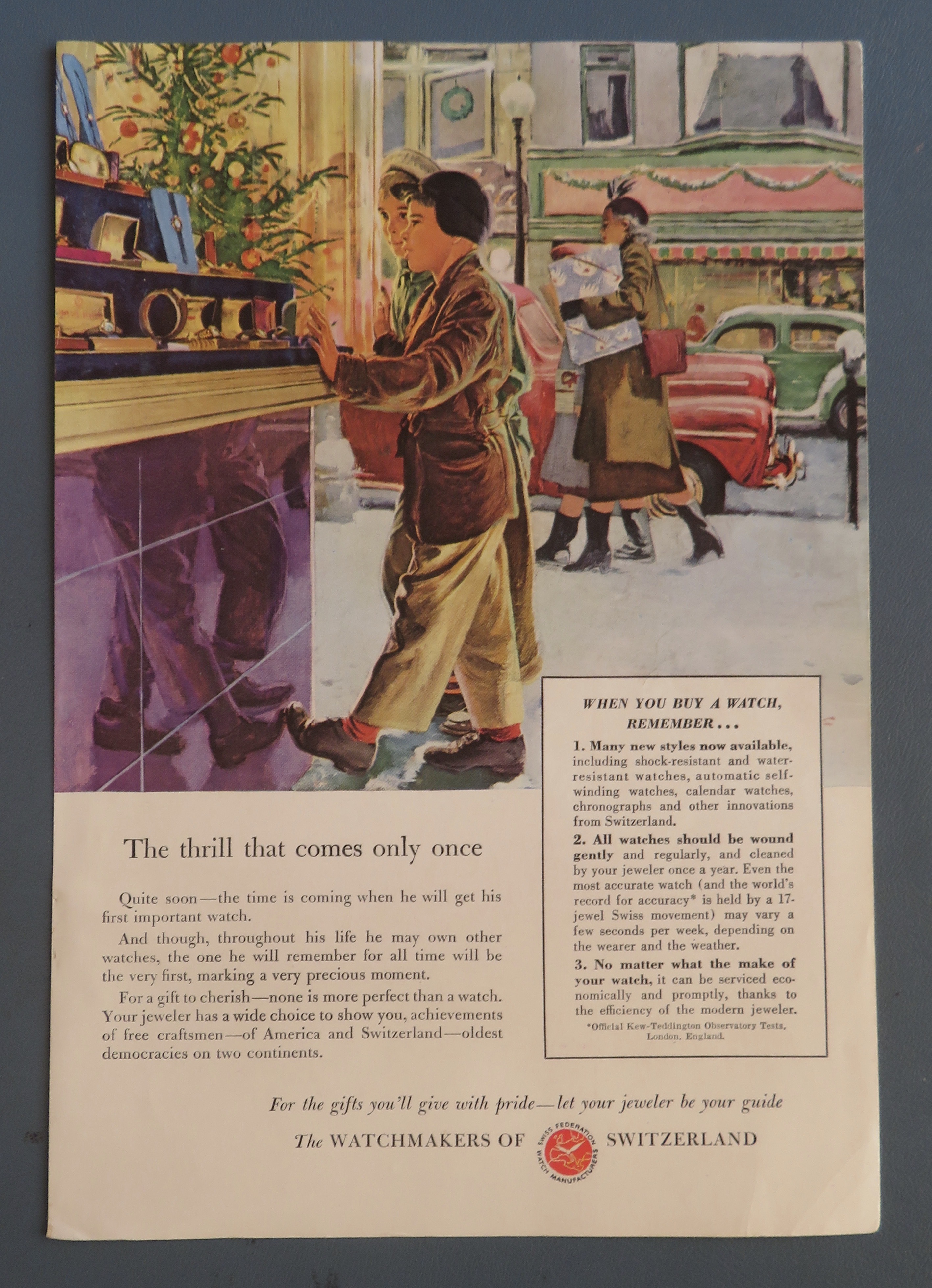 1948 Watchmakers of Switzerland w Boy Looking At Watch
