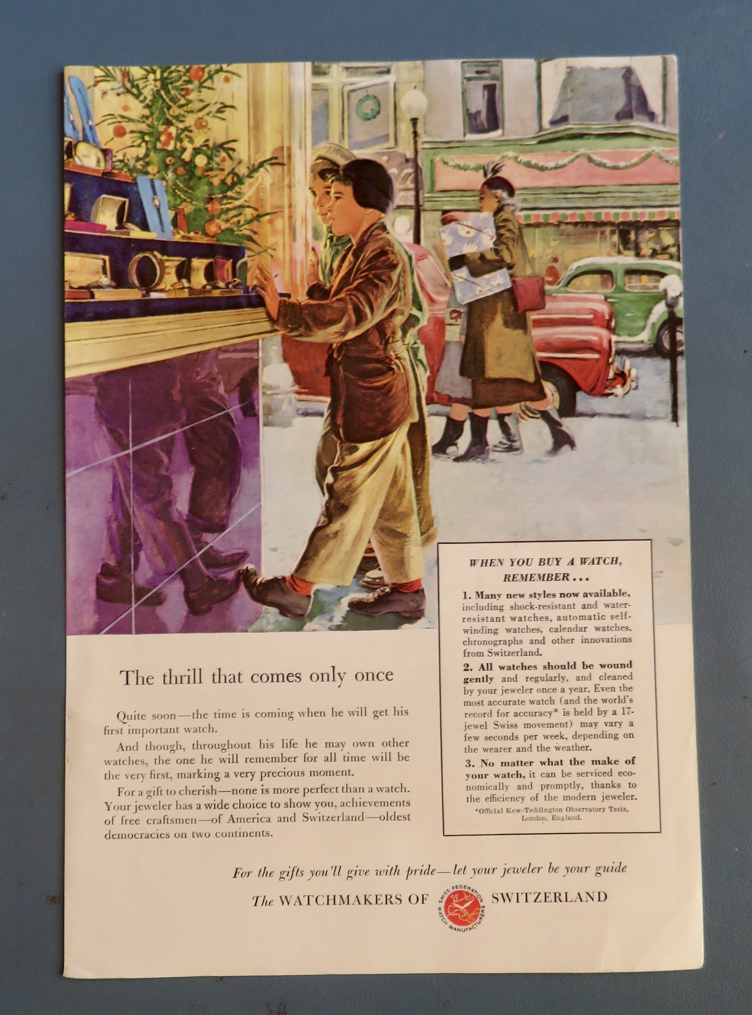 1948 Watchmakers of Switzerland w Boy Looking At Watch