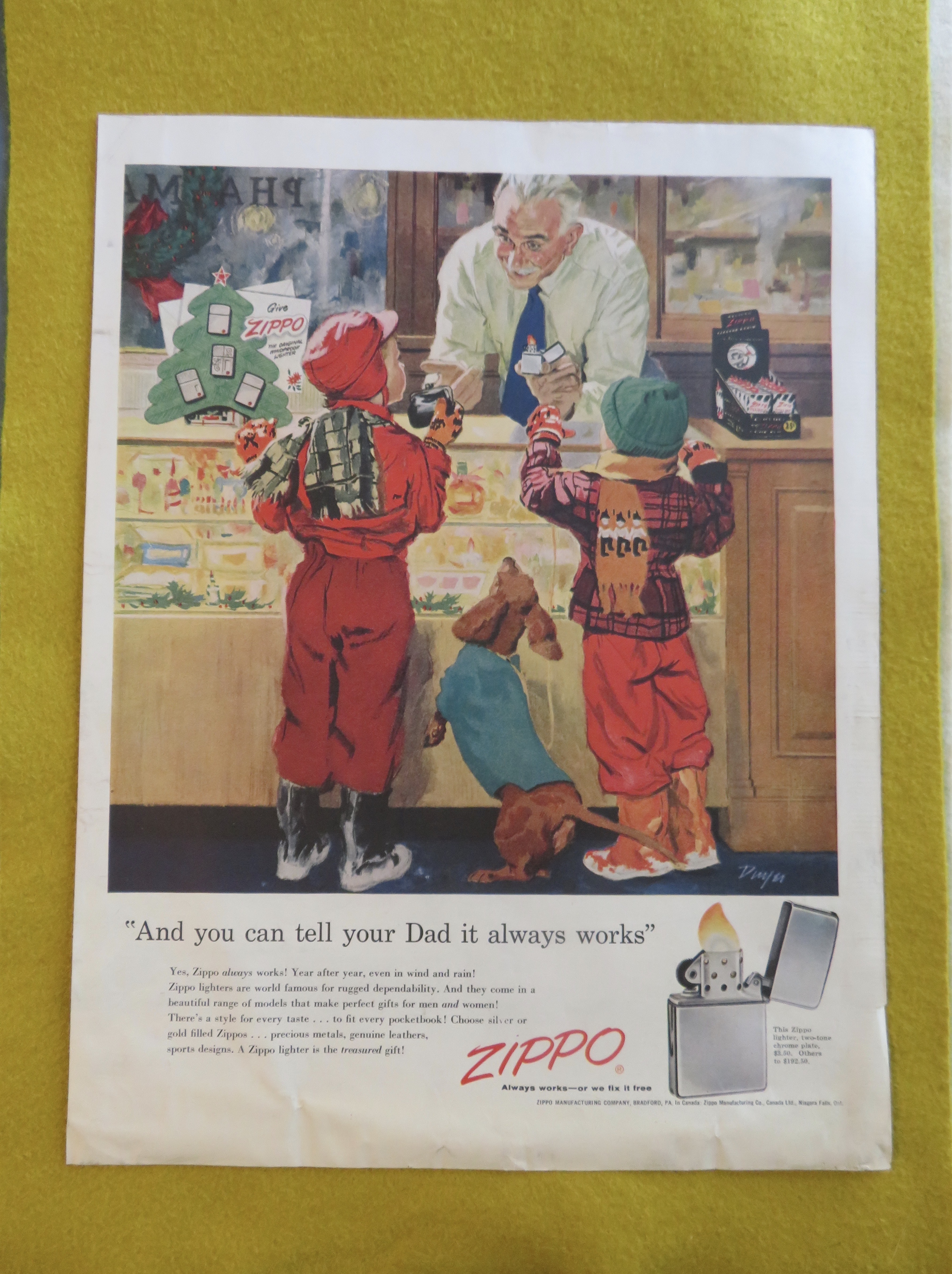 1955 Zippo Lighter with 2 Little Boys Buying Lighter