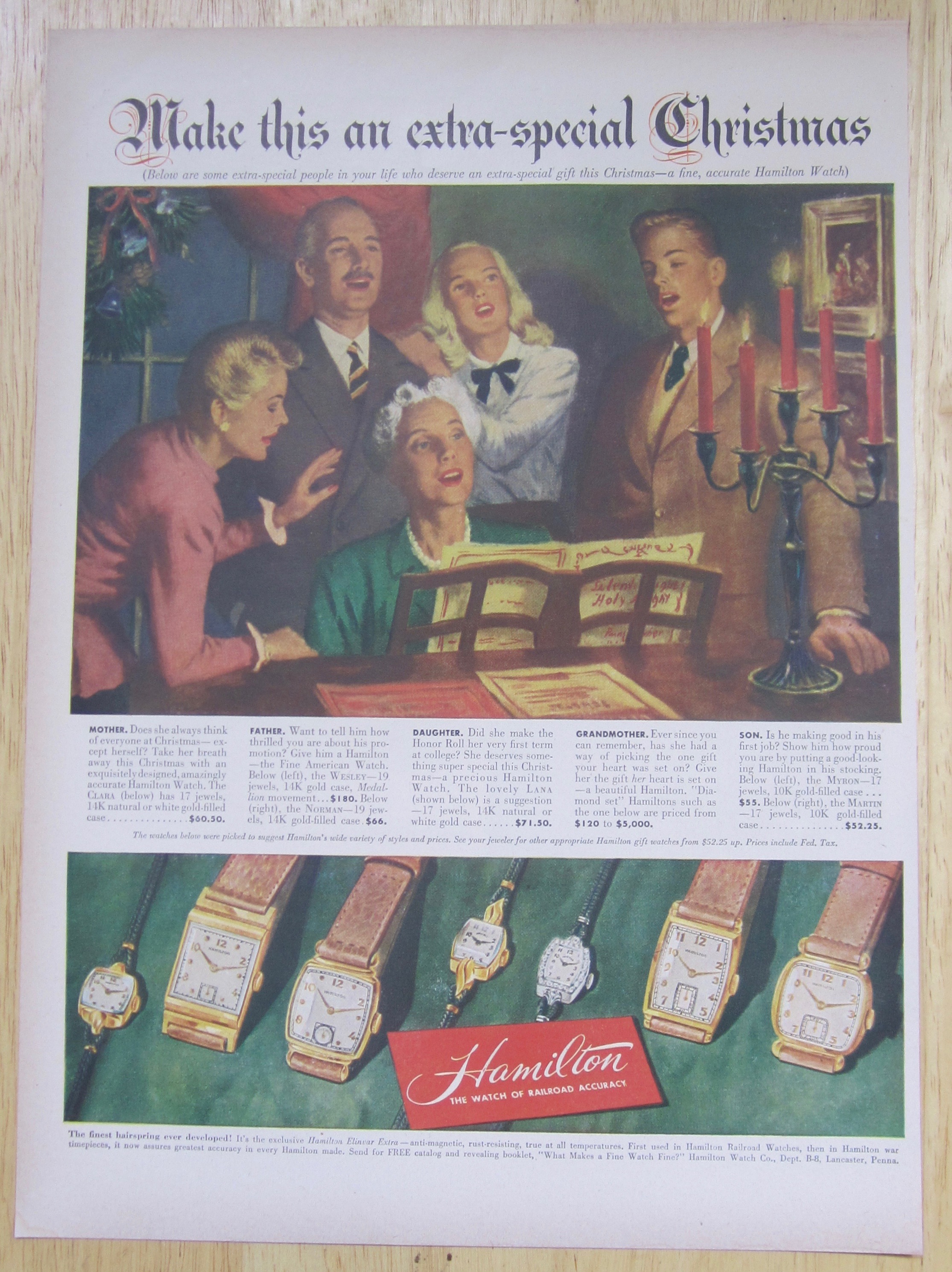 1947 Hamilton Watch with Family Singing Around Piano