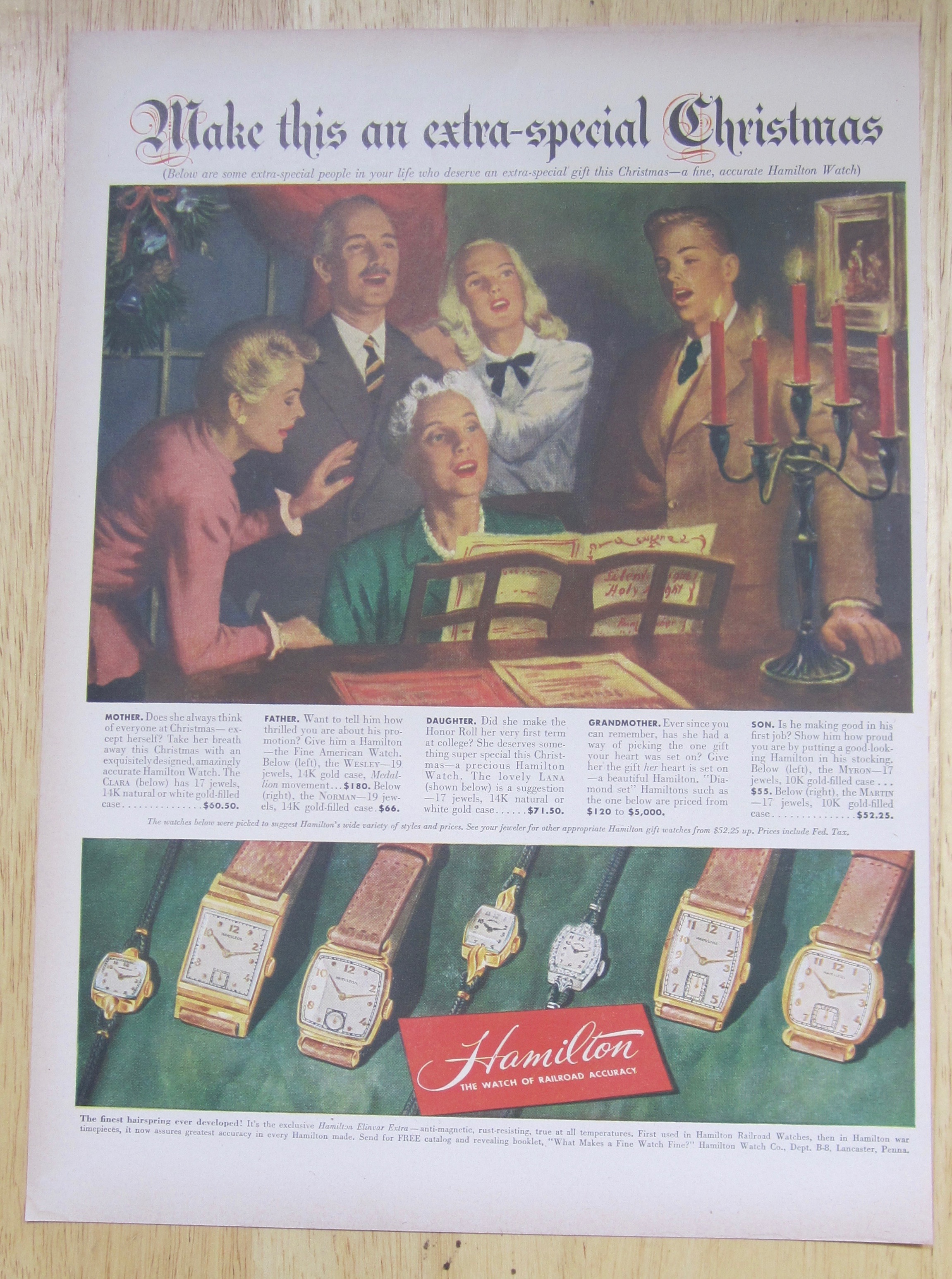 1947 Hamilton Watch with Family Singing Around Piano