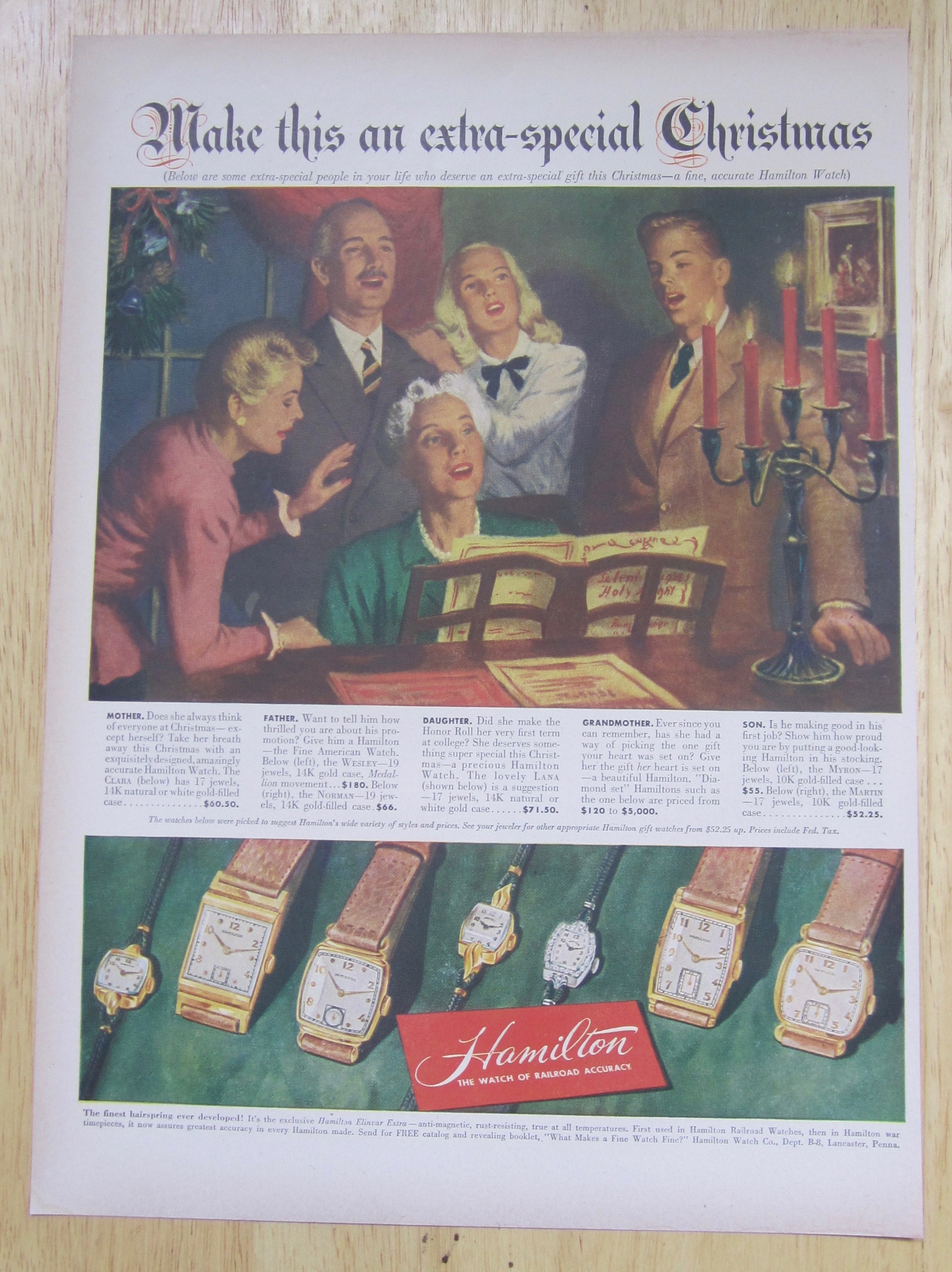 1947 Hamilton Watch with Family Singing Around Piano