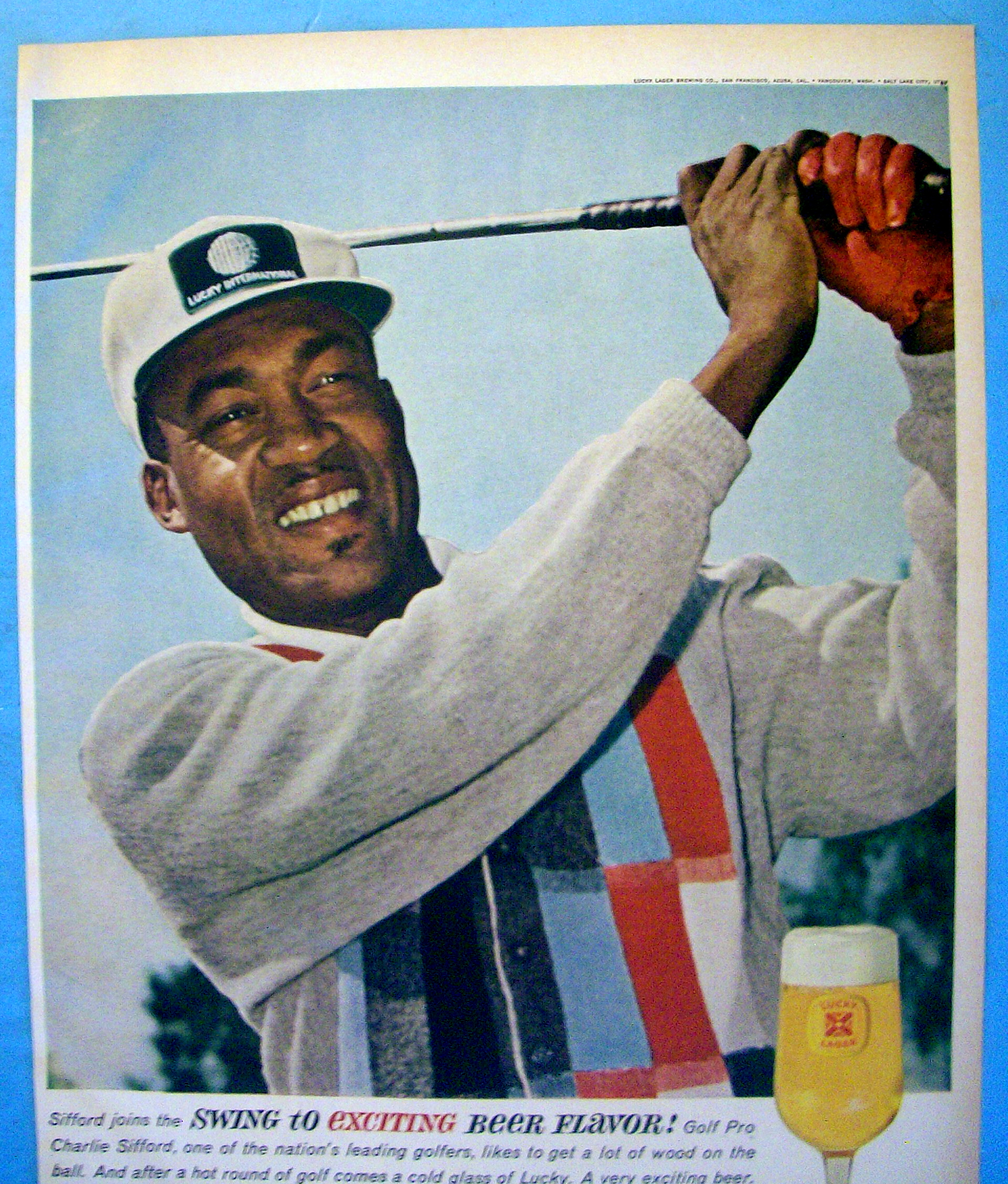 1963 Lucky Lager with Golf Pro Charlie Sifford
