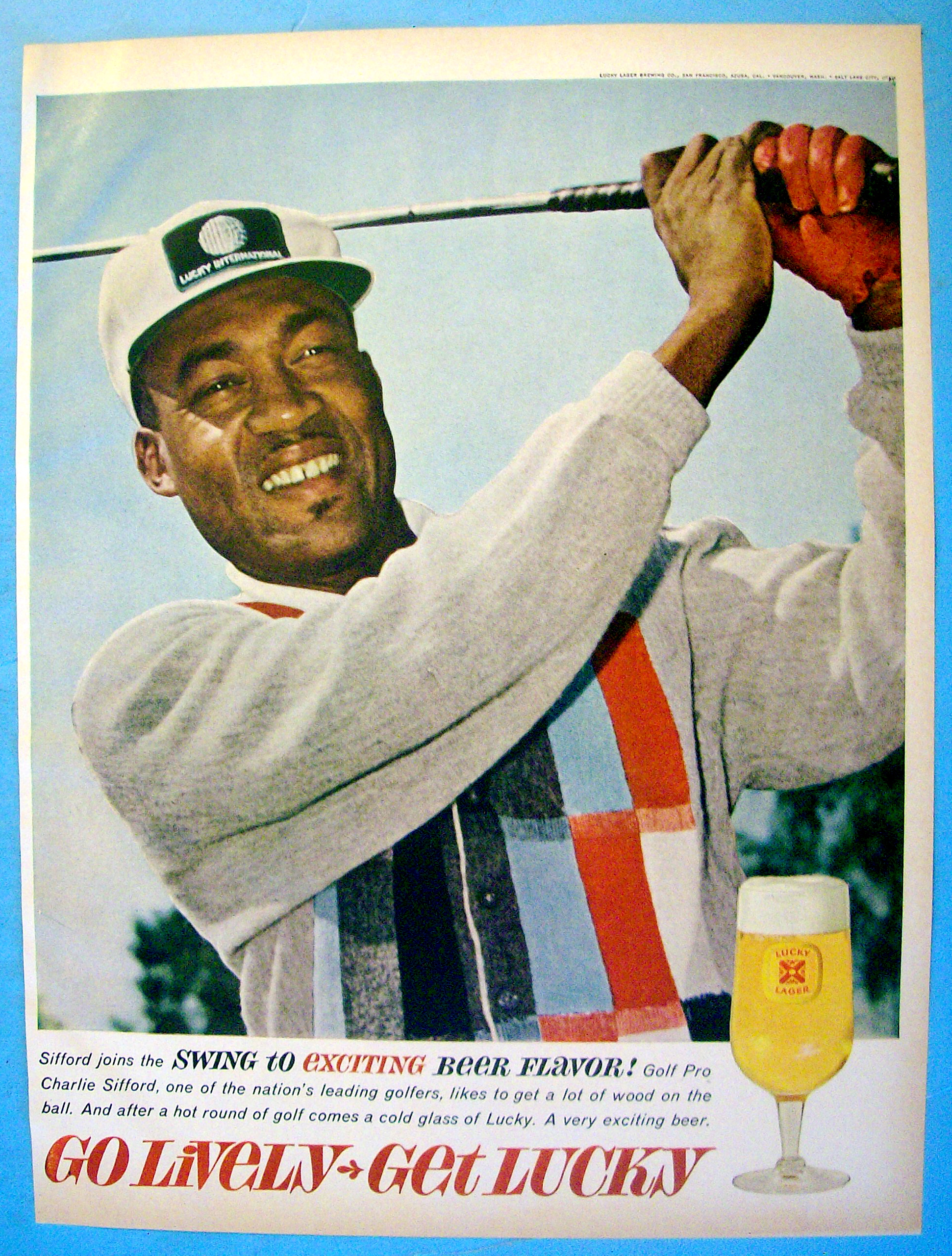 1963 Lucky Lager with Golf Pro Charlie Sifford