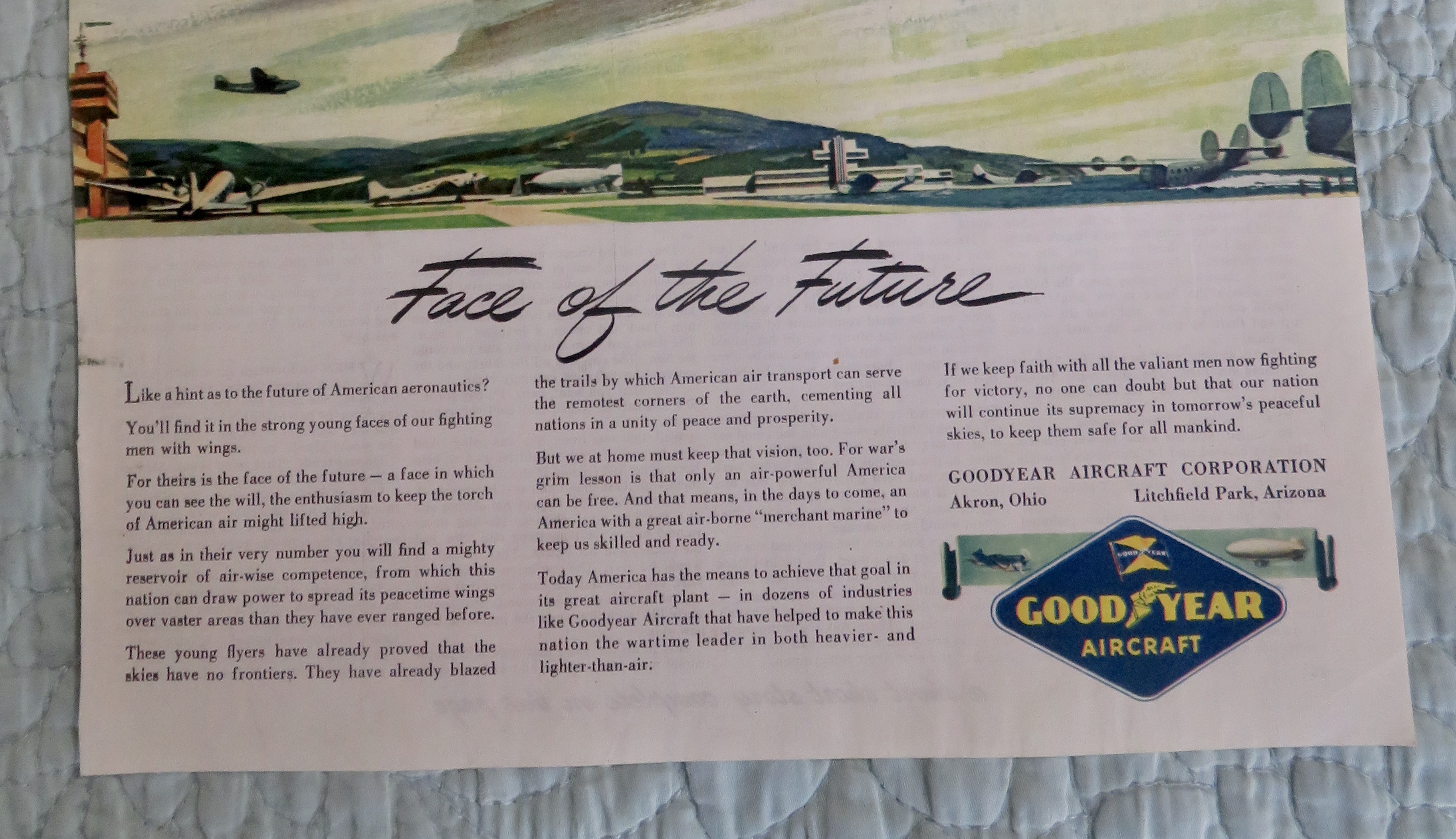1945 Good Year Aircraft with Face of the Future