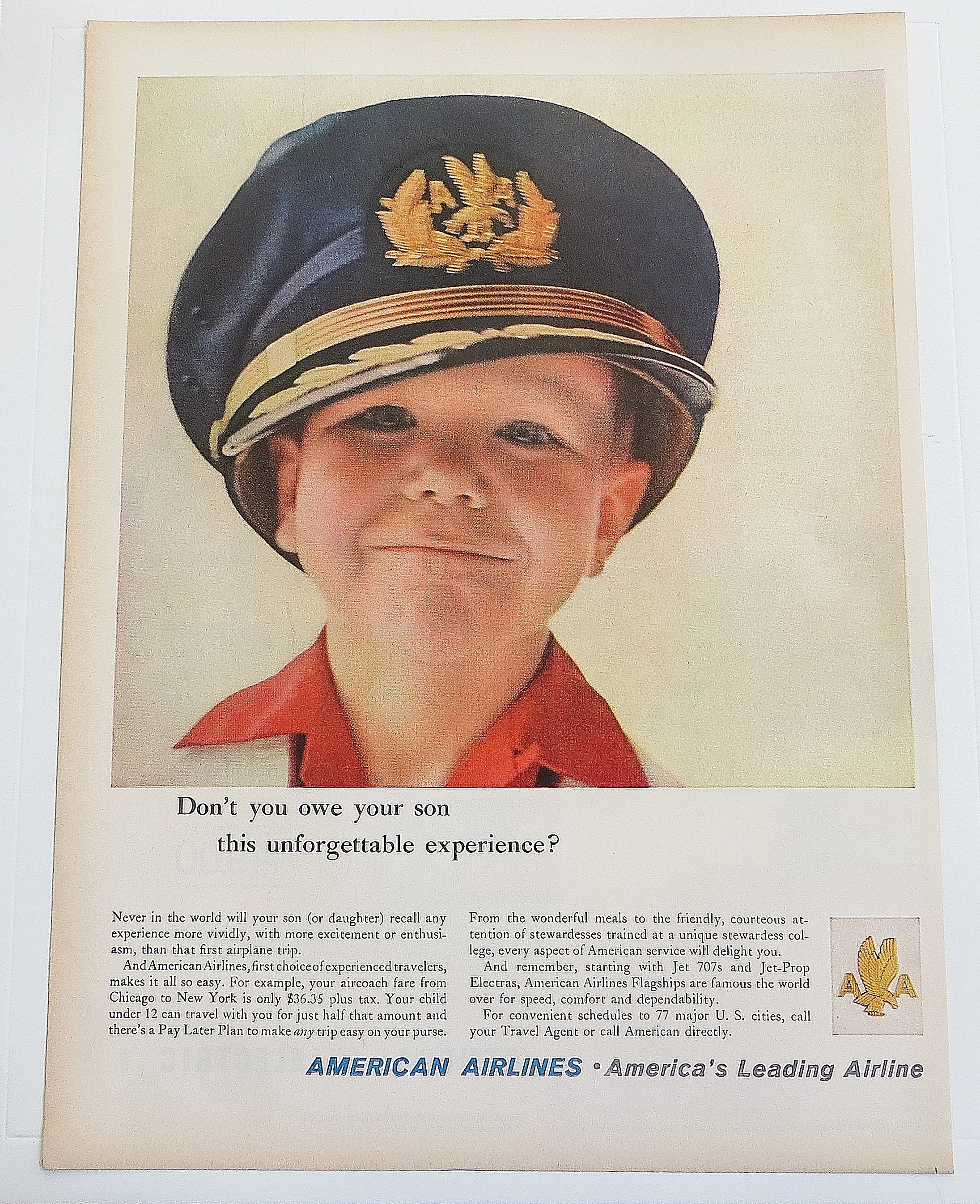 1960 American Airlines With Boy Wearing Pilot's Hat