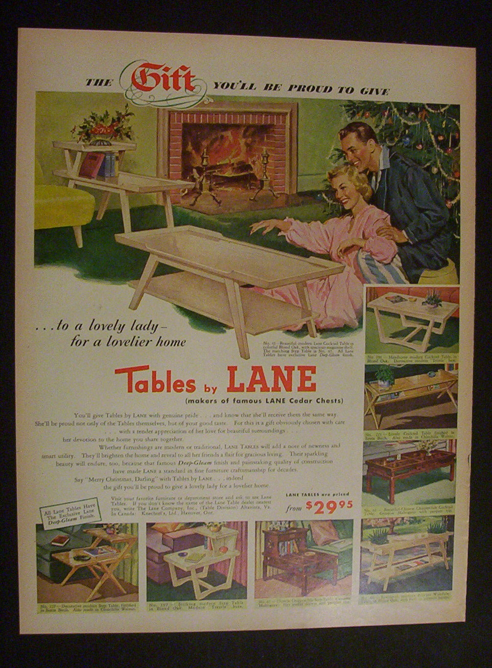 1952 Tables By Lane with Woman Getting Tables For Xmas