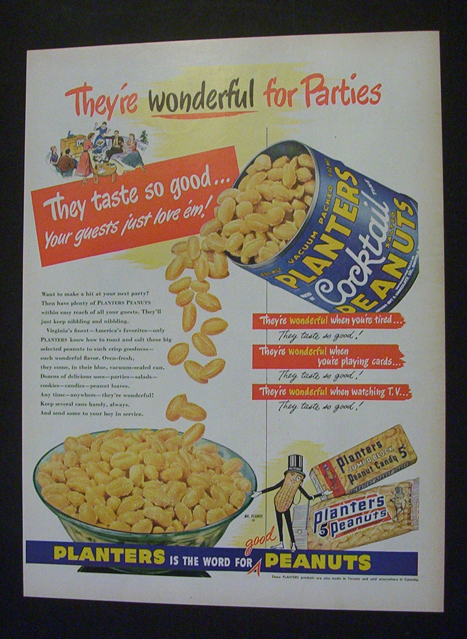 1951 Dual Ad: Budweiser  Beer  &  Planters  Peanuts