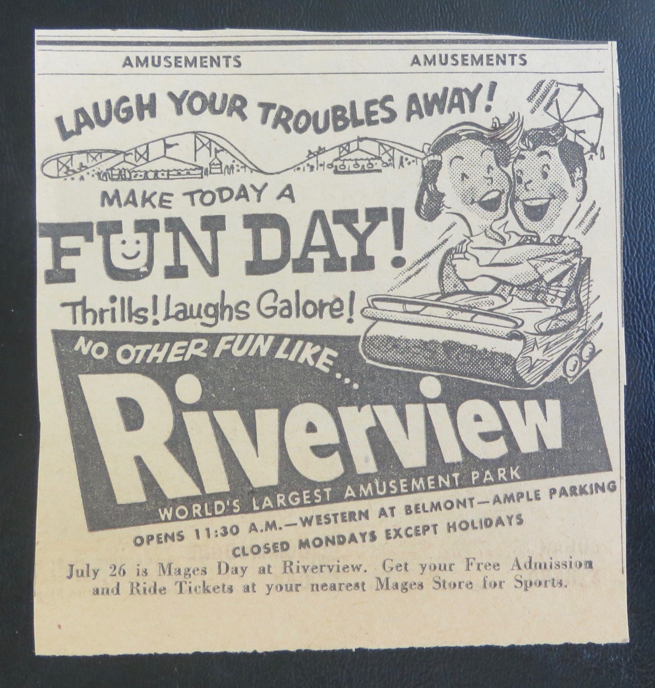 1958 Riverview Amusement Park with Roller Coaster