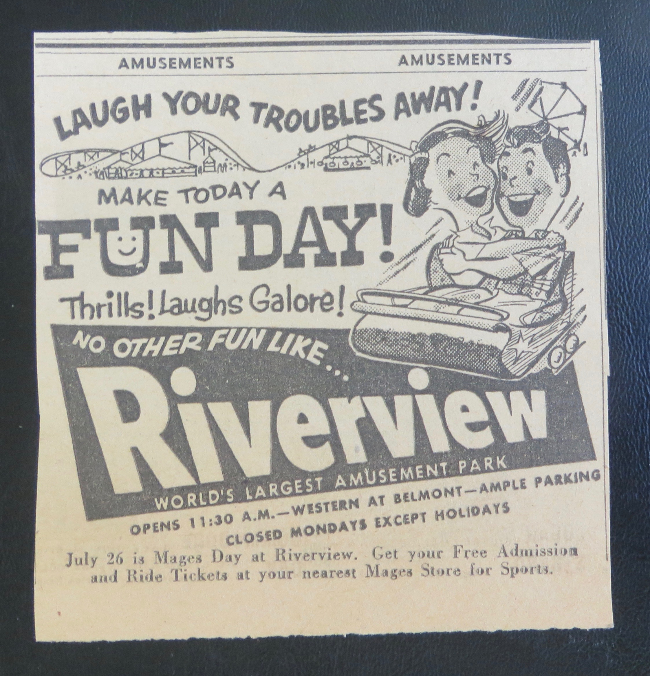 1958 Riverview Amusement Park with Roller Coaster