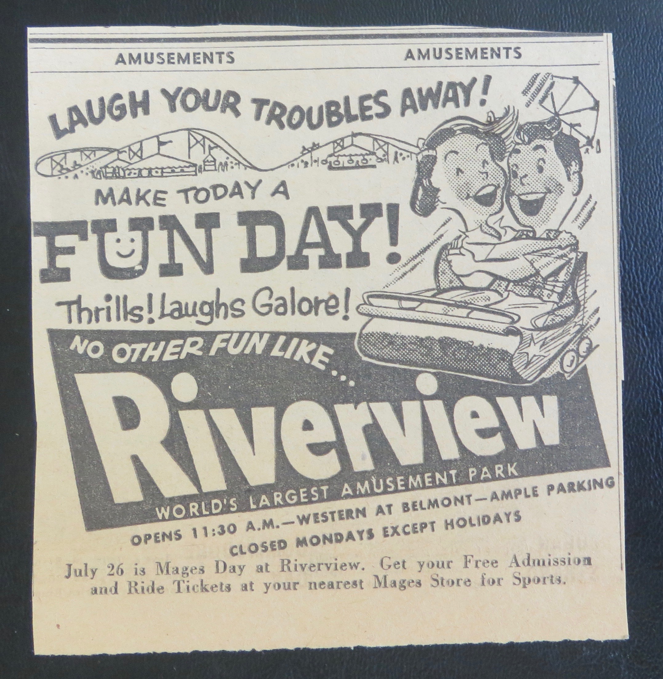 1958 Riverview Amusement Park with Roller Coaster