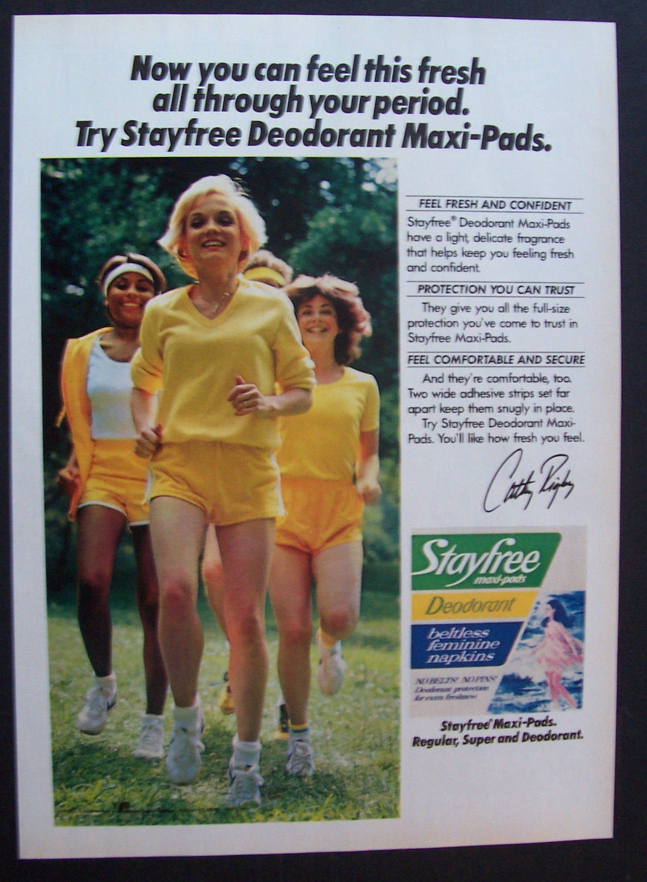 1981 Stayfree  Feminine  Napkins w/ Cathy  Rigby