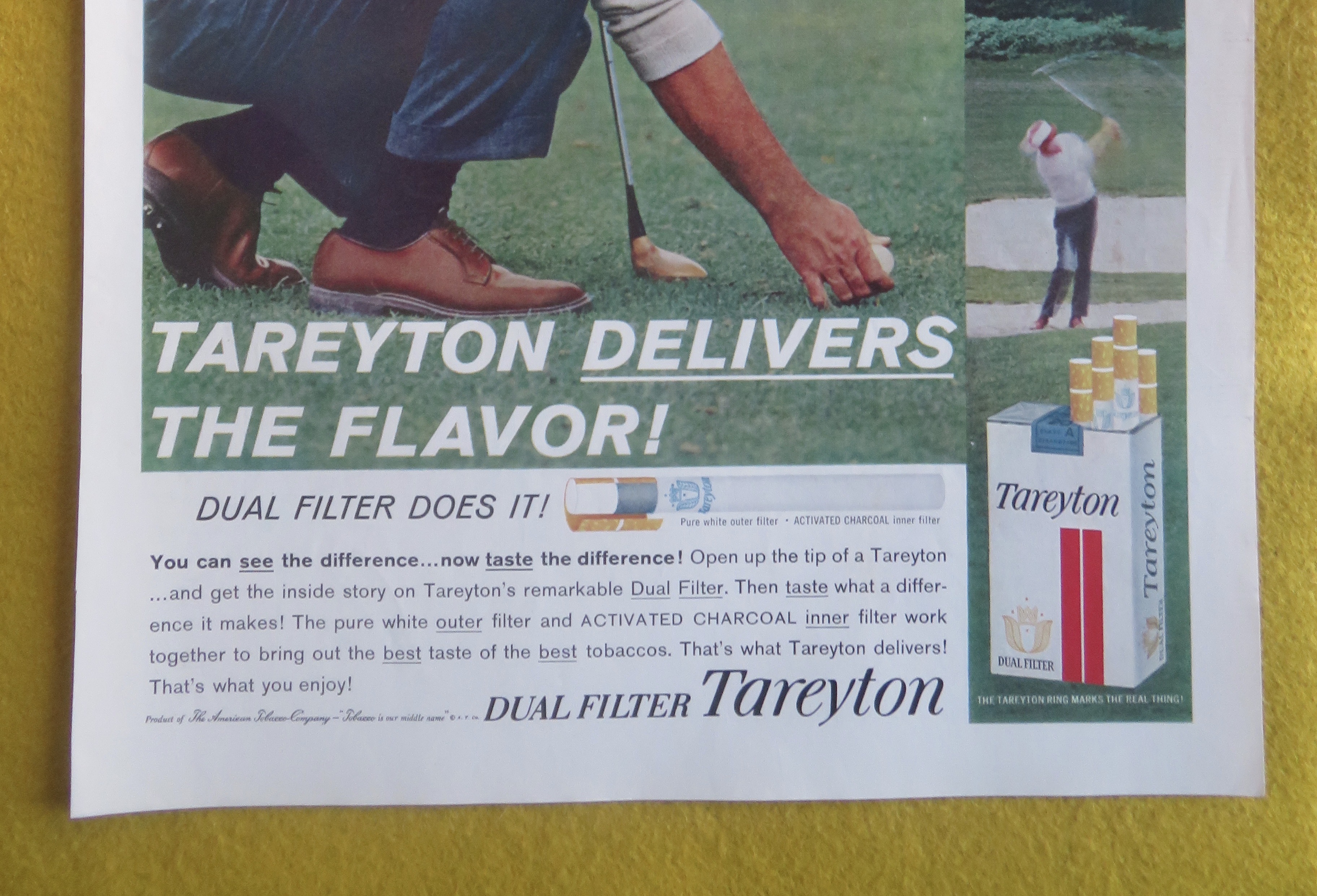 1961 Tareyton Cigarettes with Man Golfing & Smoking