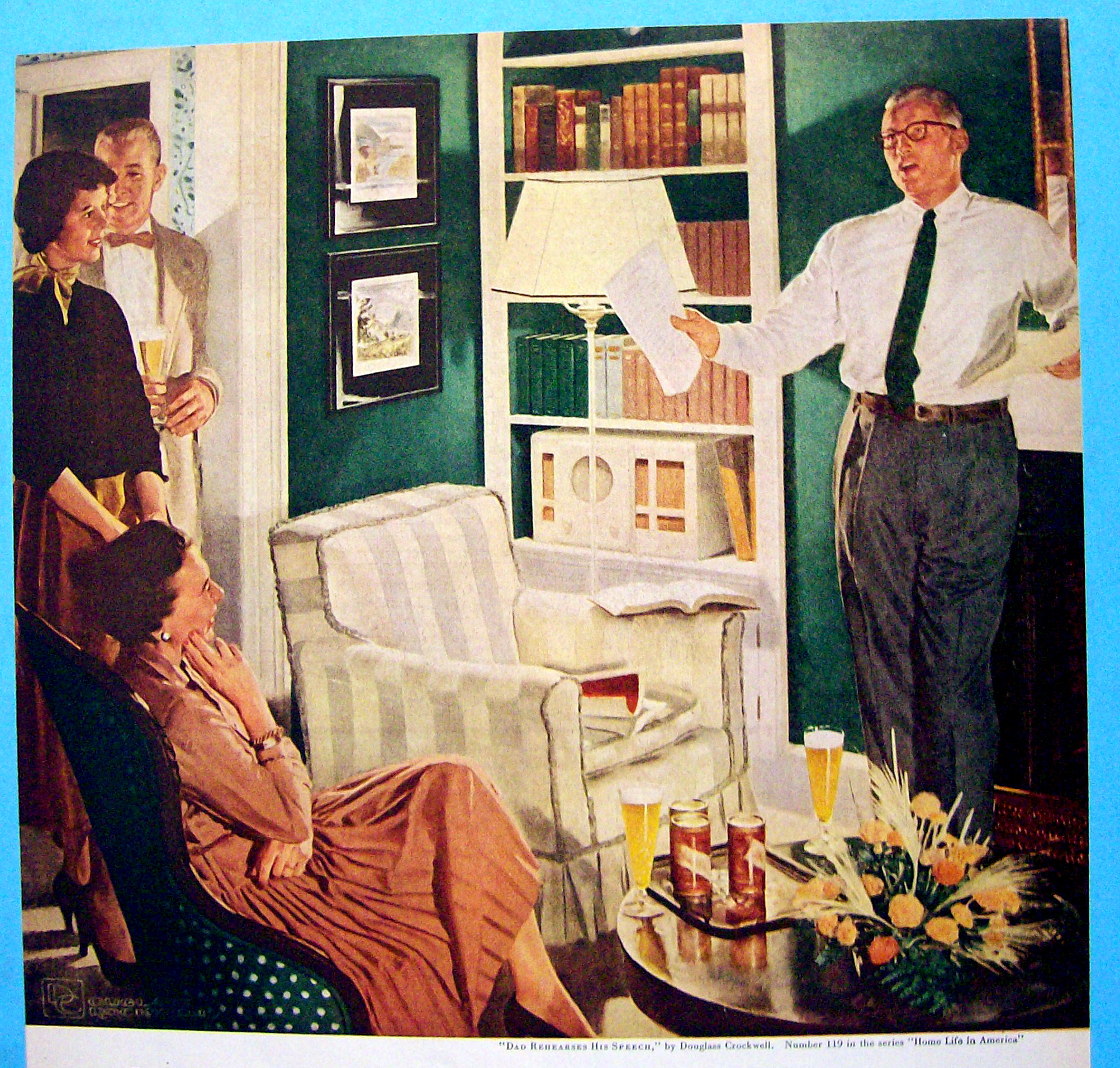 1956 Beer Belongs w/Dad Rehearses His Speech-Crockwell