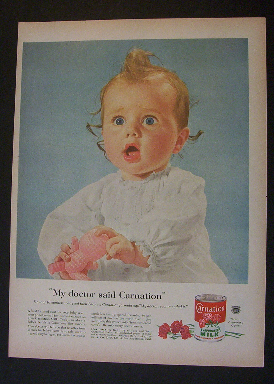 1955 Carnation Evaporated Milk with Blue Eyed Baby