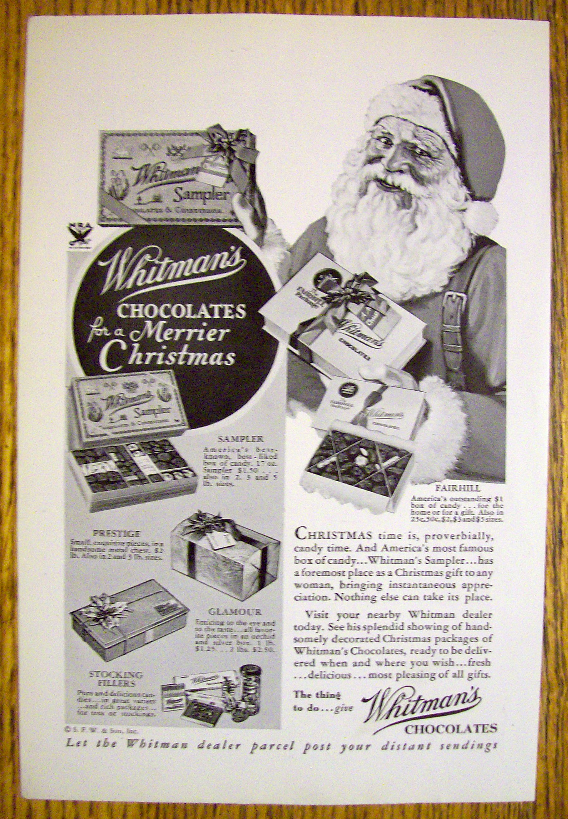 1933 Whitman's Chocolates with Santa Claus