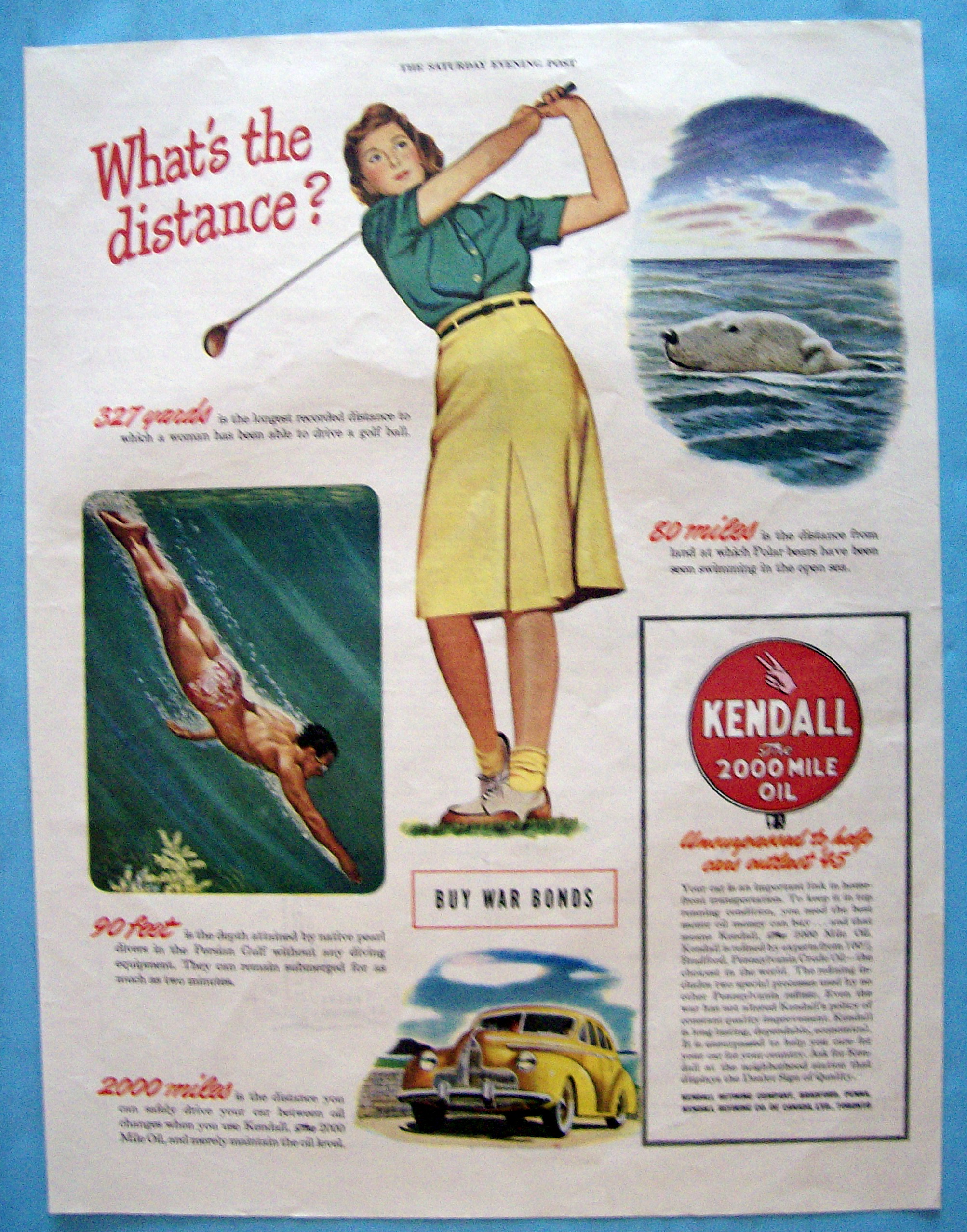 Vintage Ad: 1945 Kendall The 2,000 Mile Oil