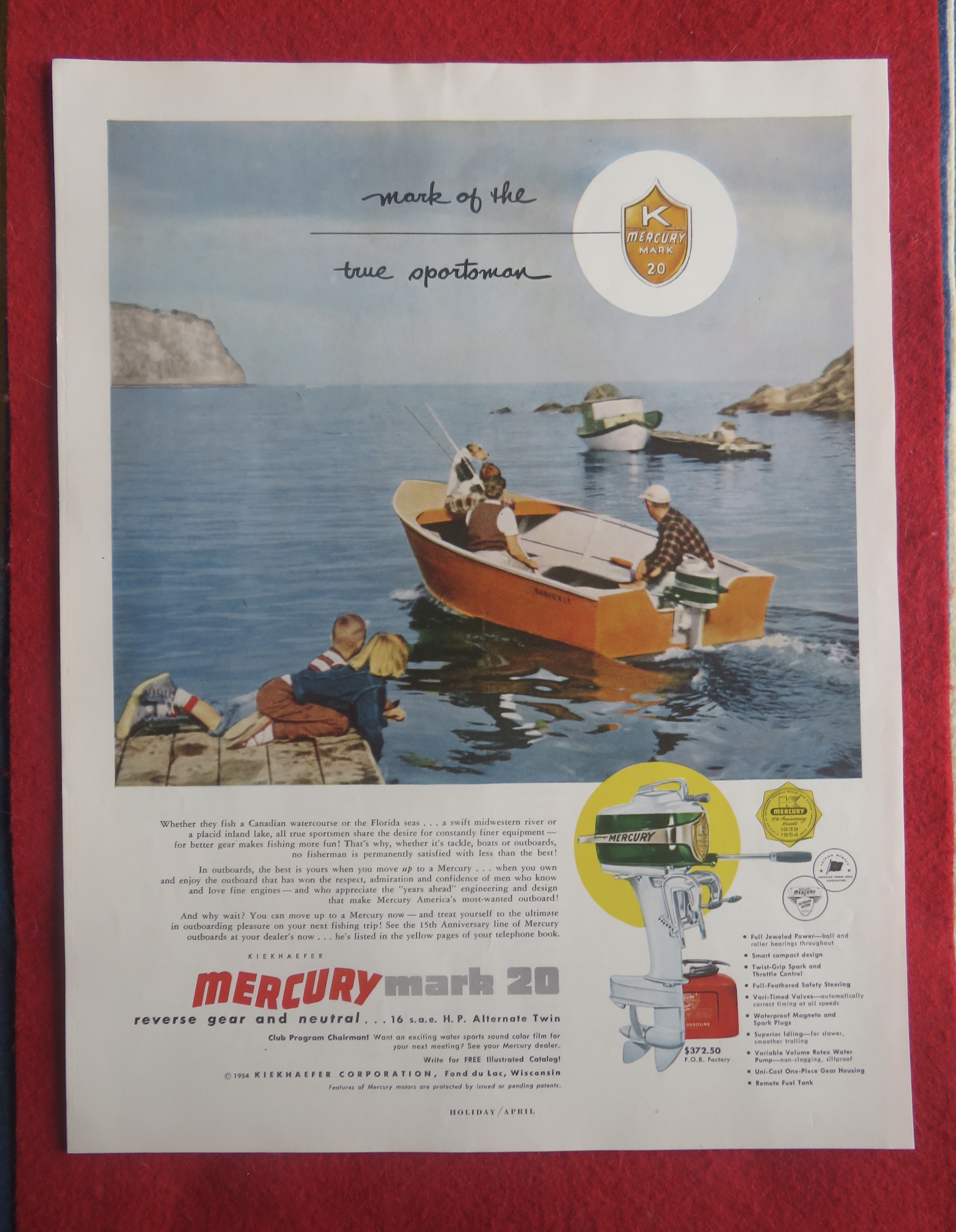1954 Mercury Boats with Mercury Mark 20 & Men Fishing