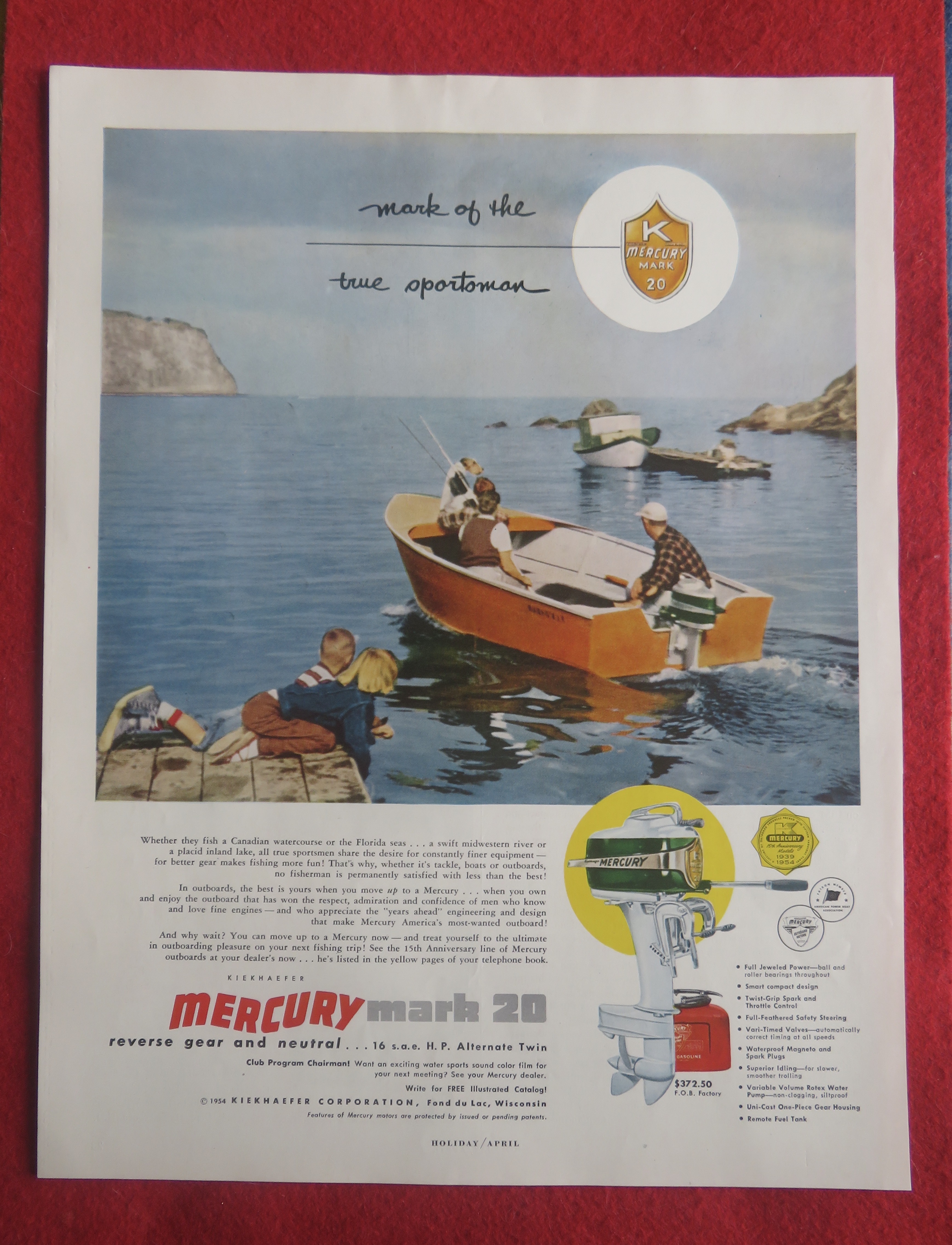 1954 Mercury Boats with Mercury Mark 20 & Men Fishing