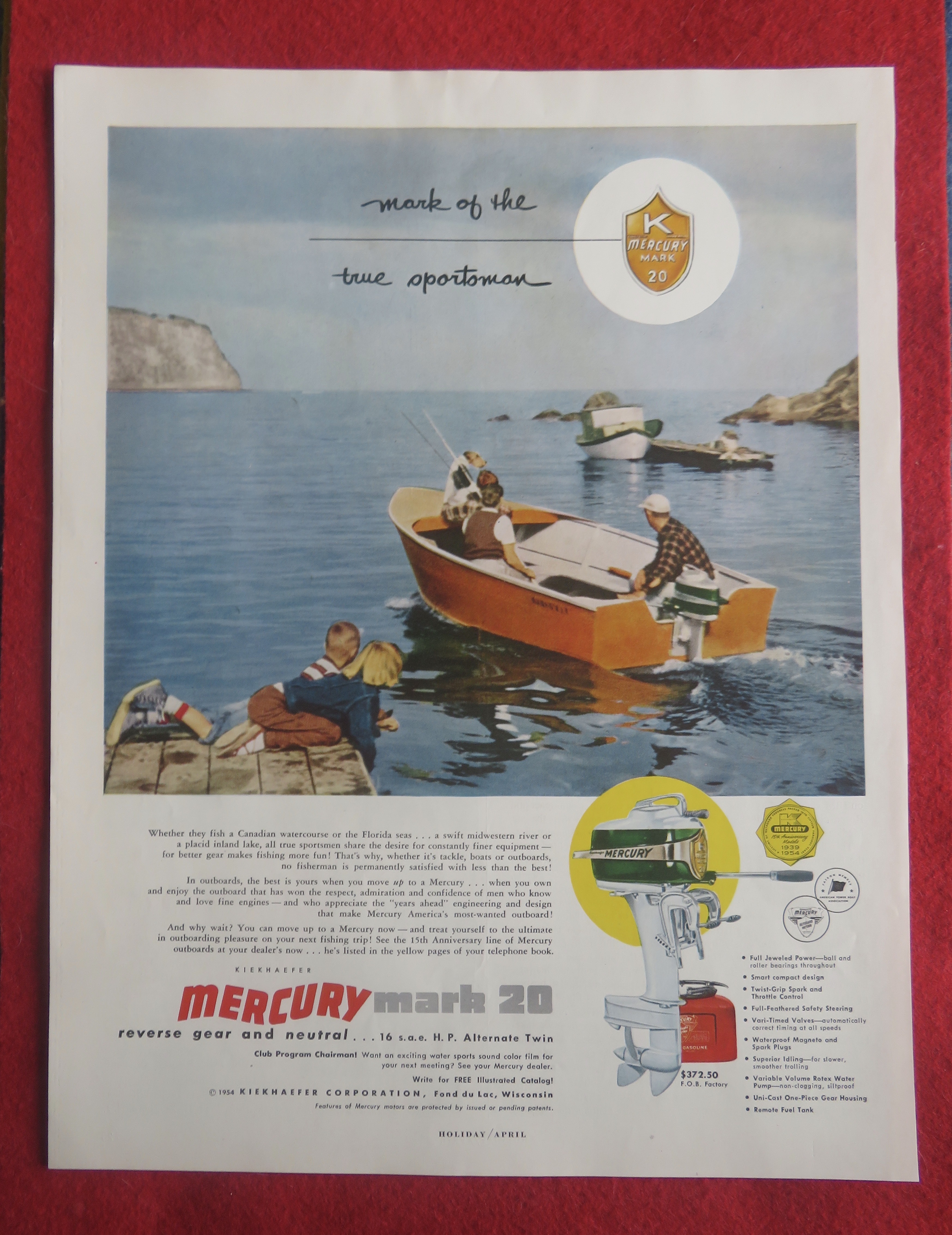 1954 Mercury Boats with Mercury Mark 20 & Men Fishing
