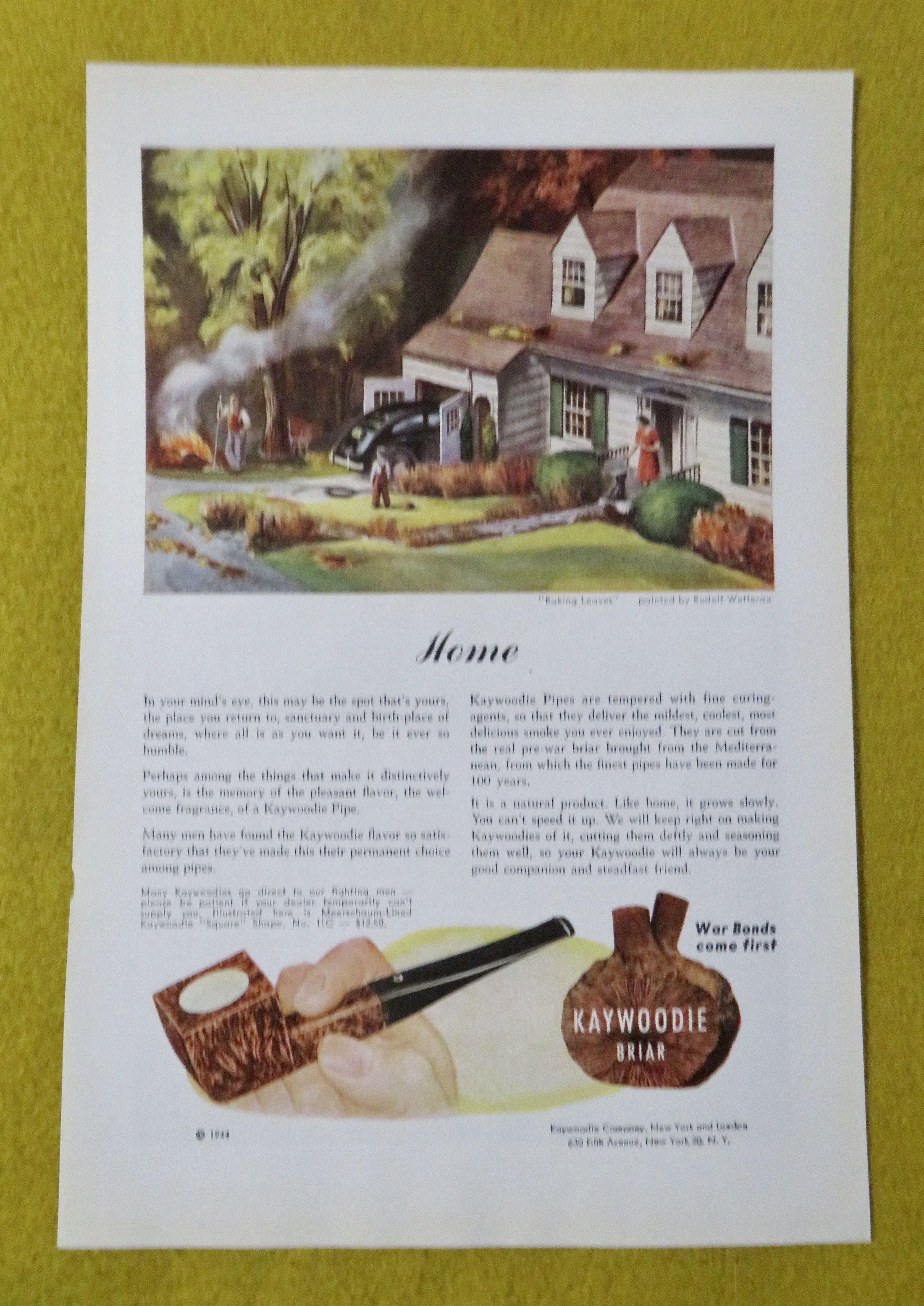 1945 Kaywoodie Briar with Raking Leaves By Wetterau