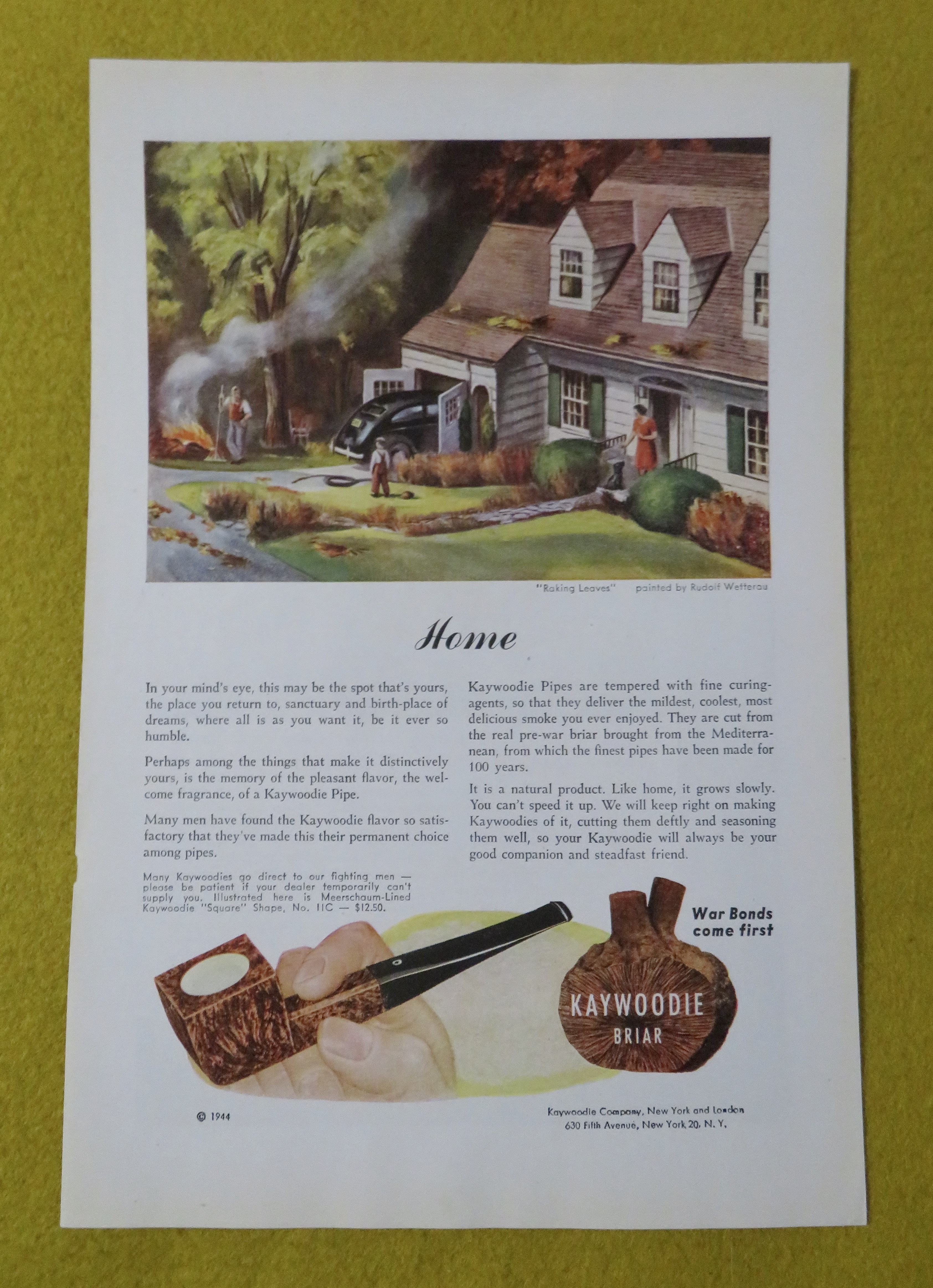 1945 Kaywoodie Briar with Raking Leaves By Wetterau