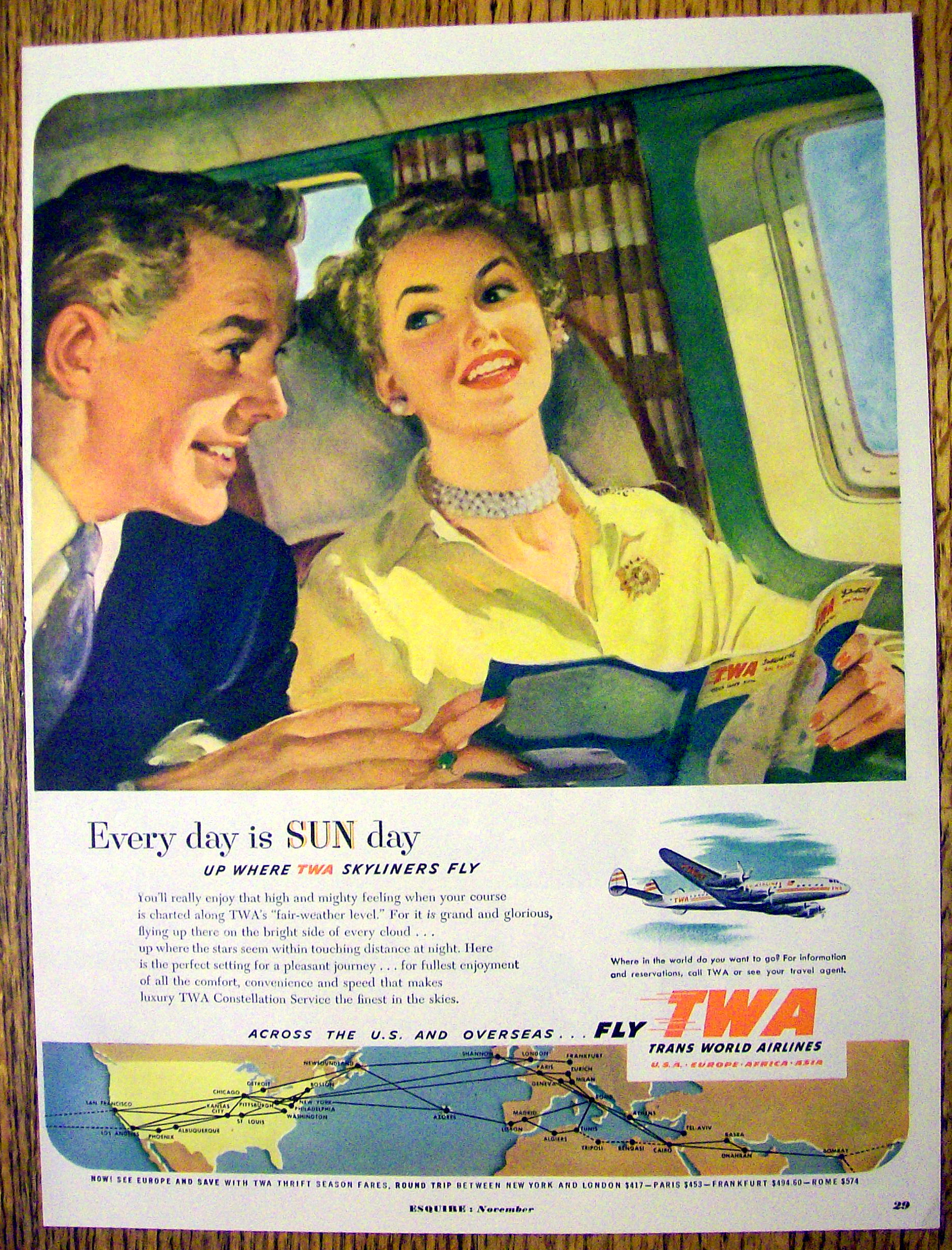 1952 Trans World Airlines (TWA) with man and woman