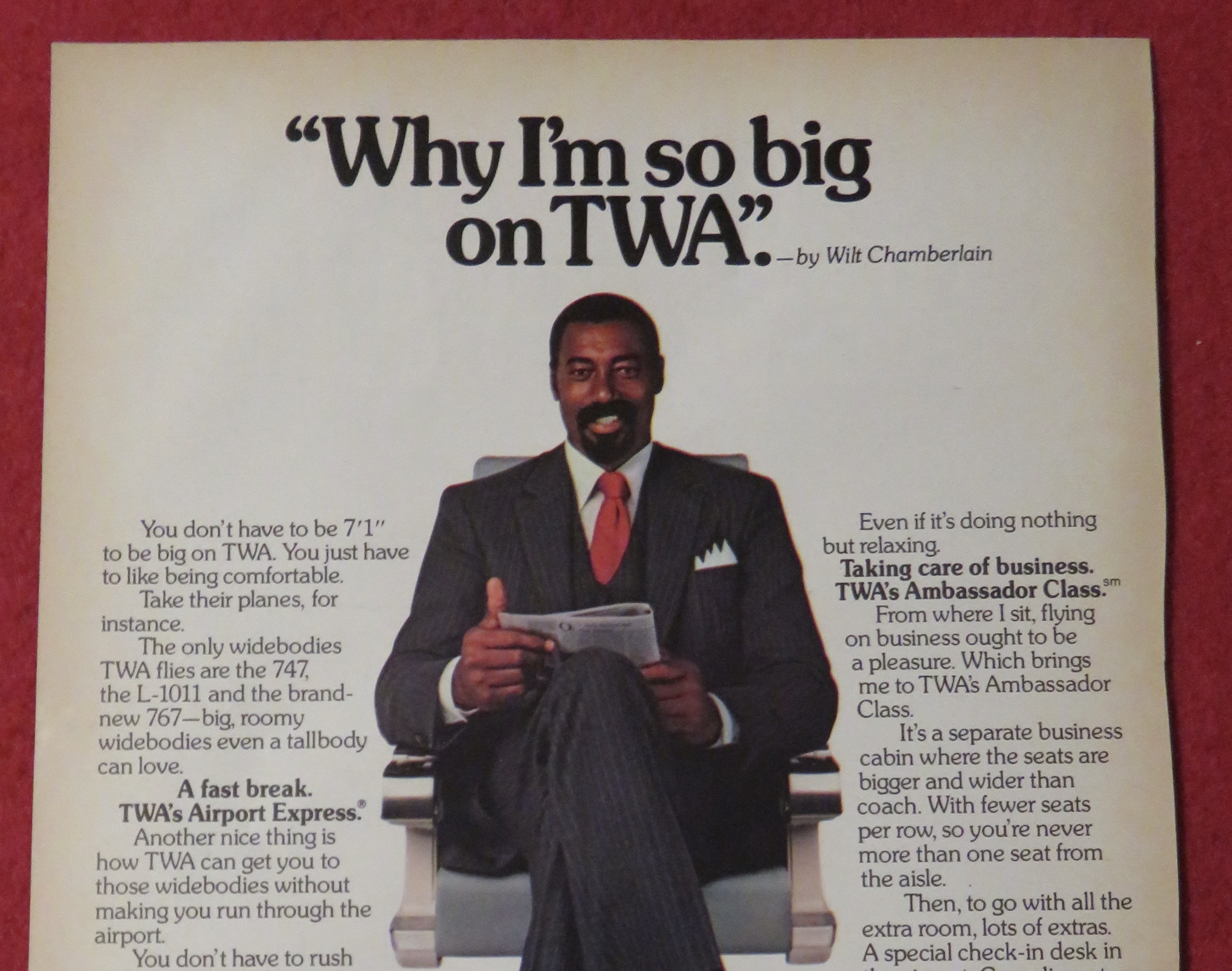 1982 TWA Airlines with Basketball's Wilt Chamberlain