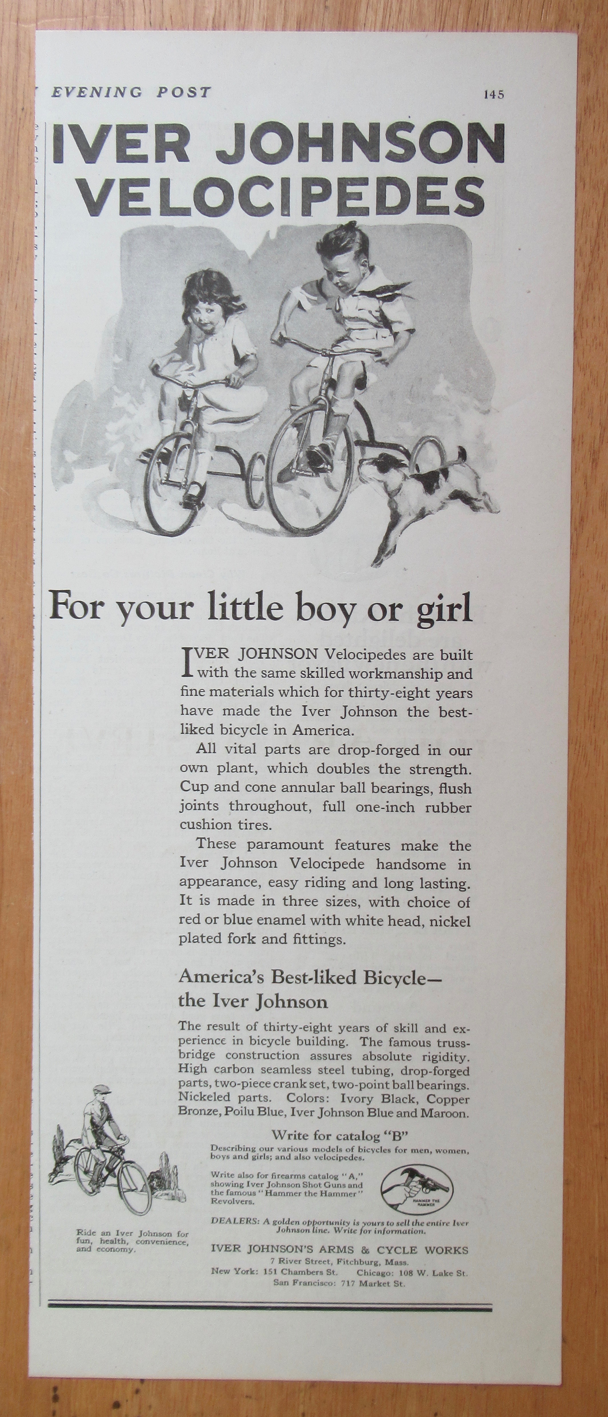 1923 Iver Johnson Velocipedes with Little Boy & Girl