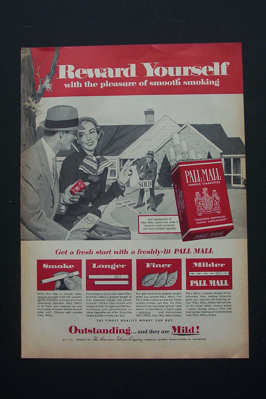 1956 Pall Mall Cigarettes with Man Putting Up Sold Sign