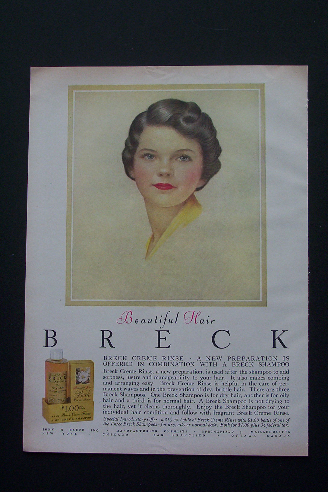 1954 Breck Shampoo with Beautiful Breck Girl