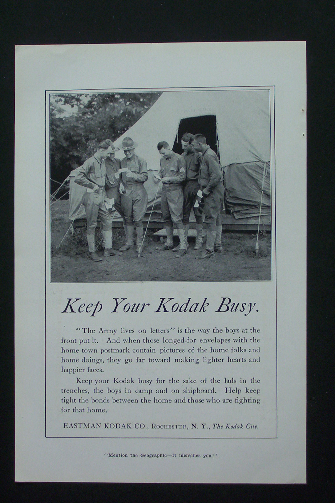 1917 Eastman Kodak Company with Soldiers Standing