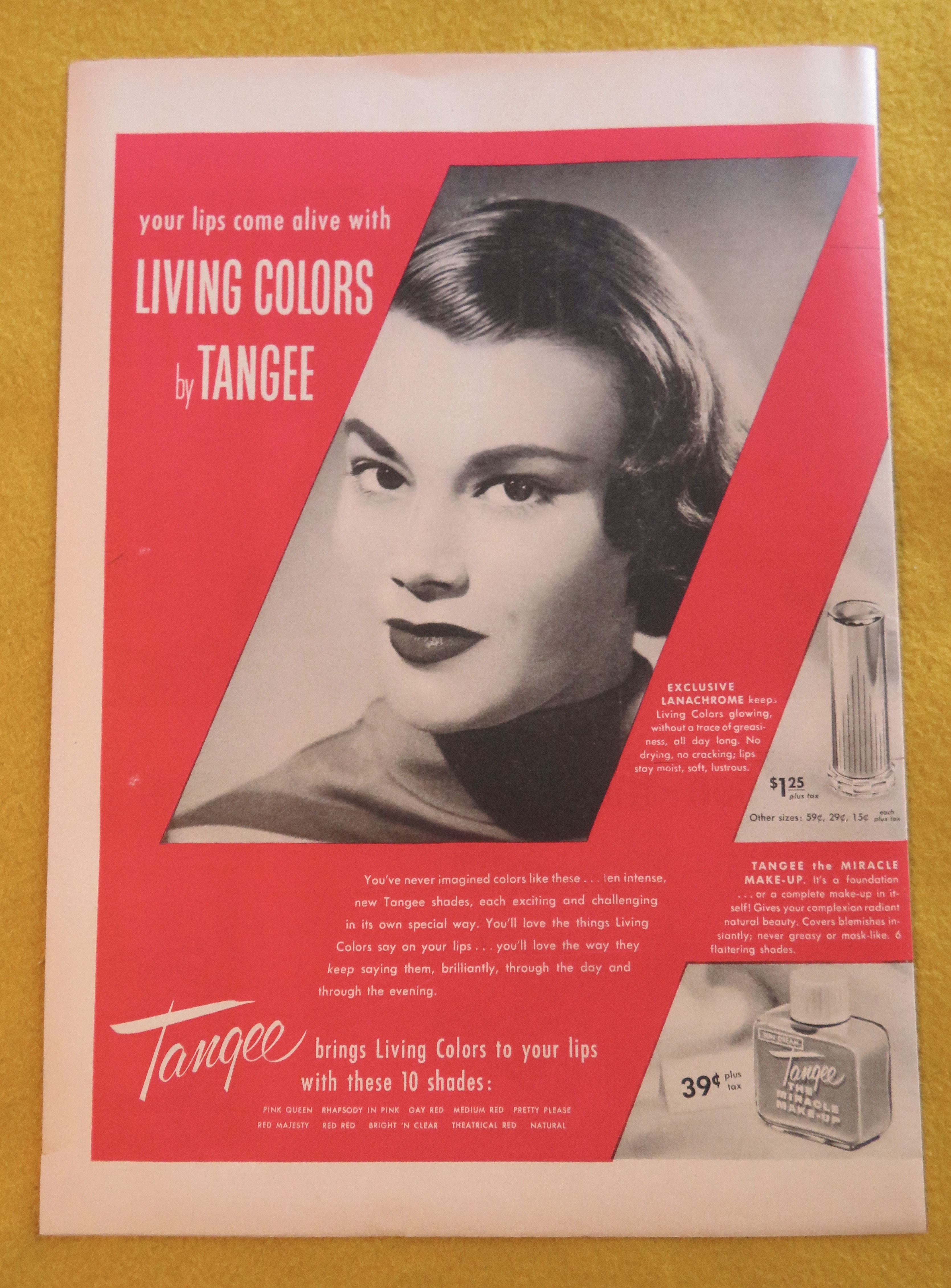 1956 Tangee Lipstick with Lovely Woman Smiling