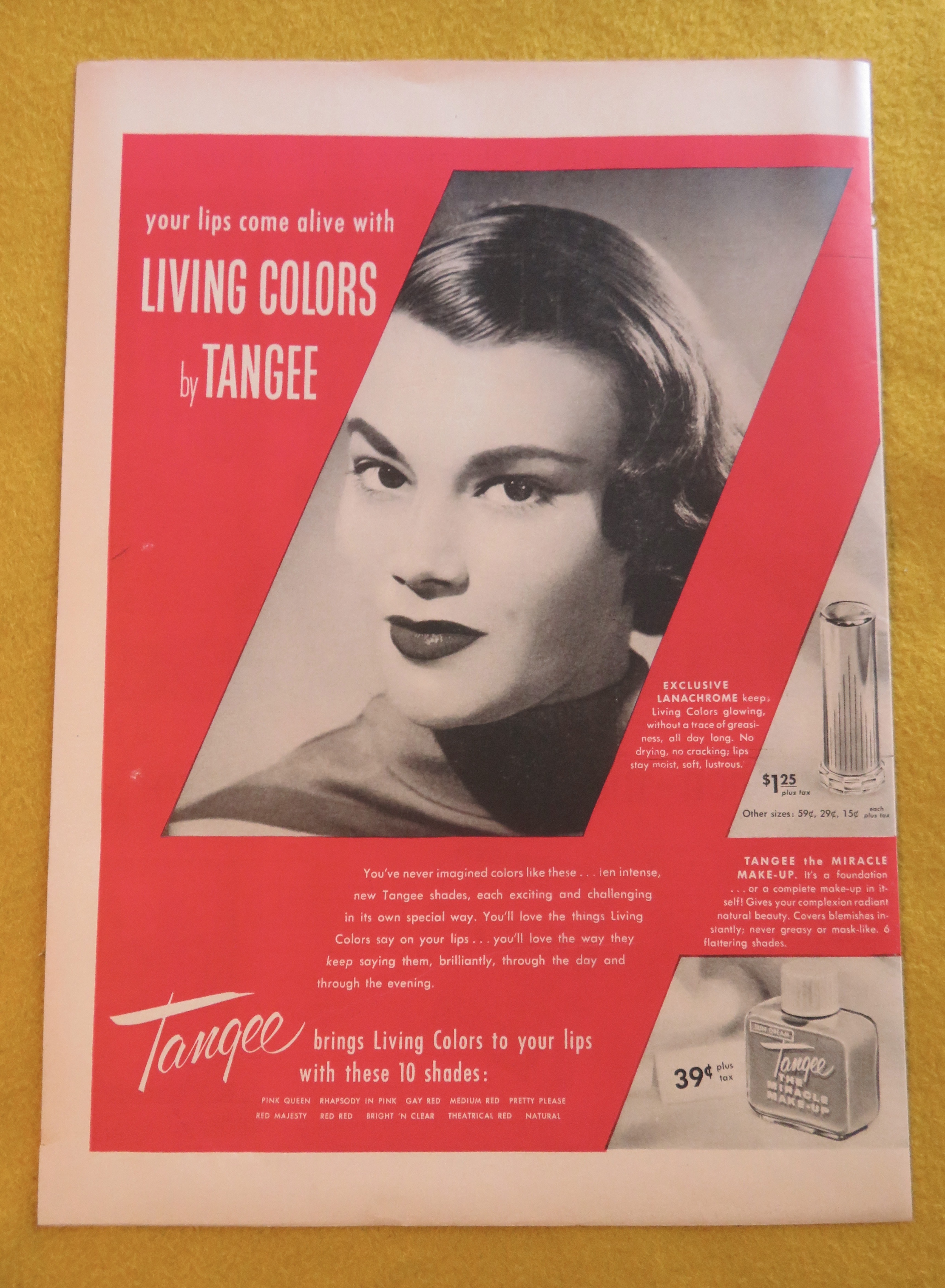 1956 Tangee Lipstick with Lovely Woman Smiling