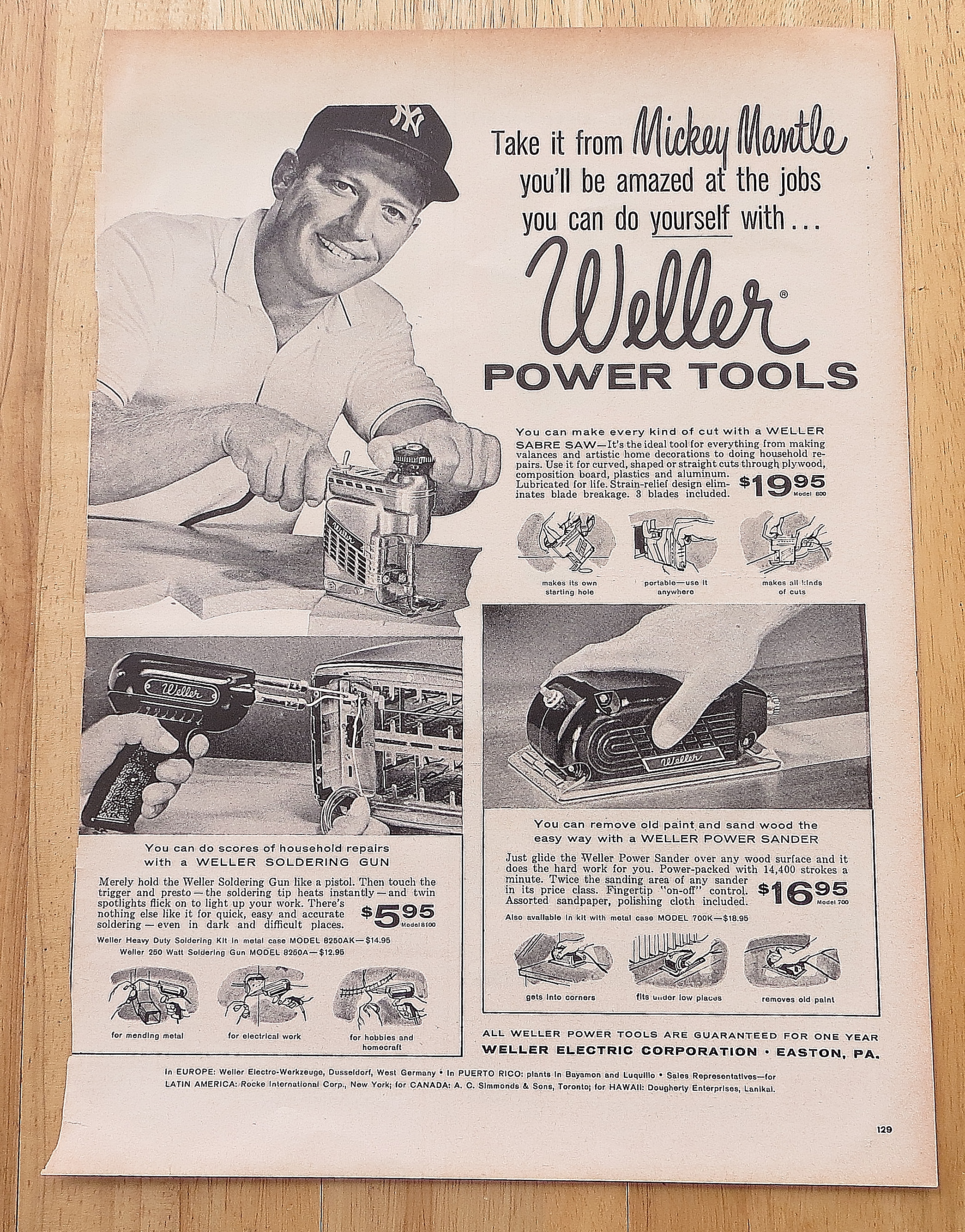 1958 Weller Power Tools With Mickey Mantle