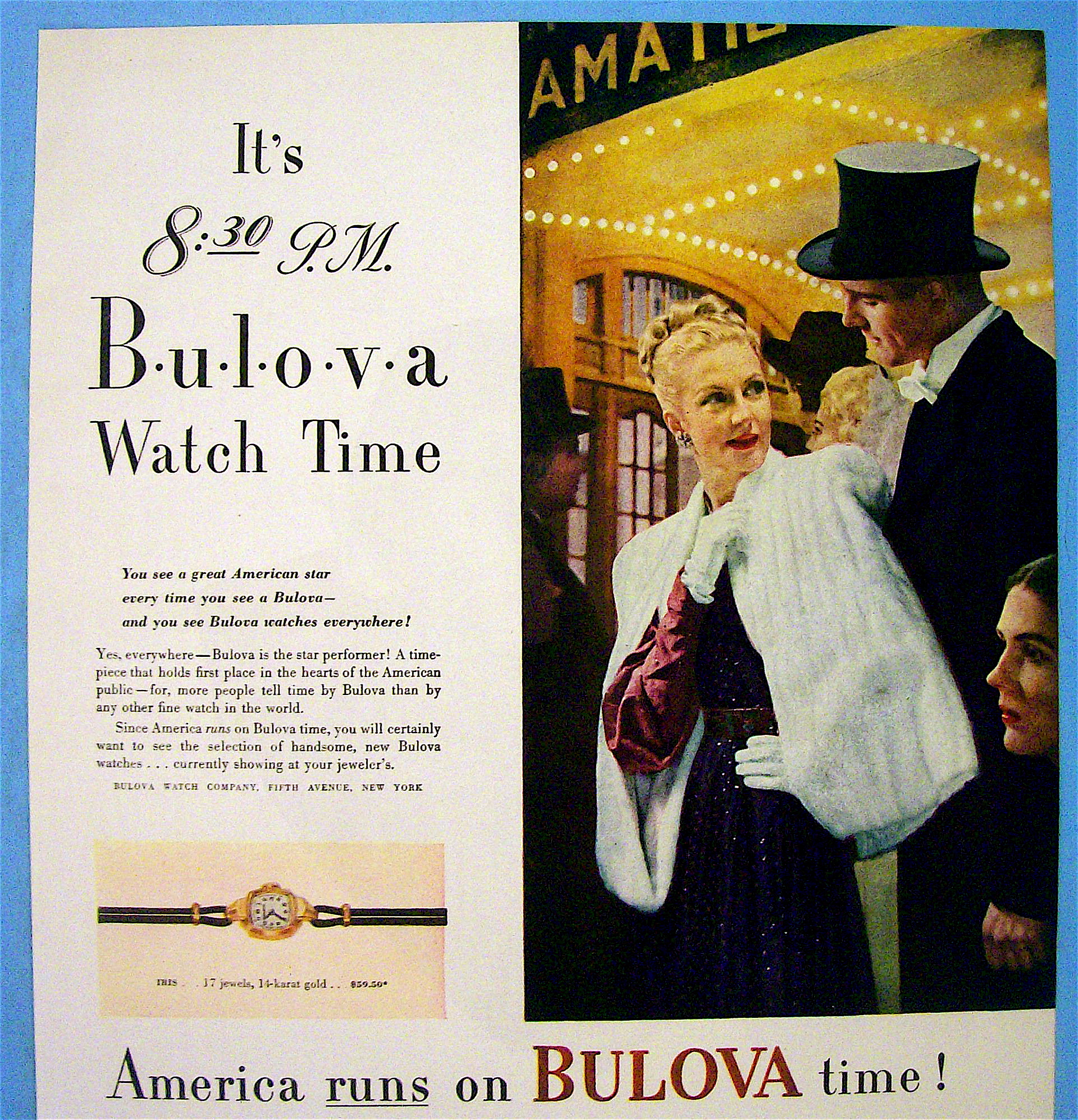 1946 Bulova Watch with Lovely Woman