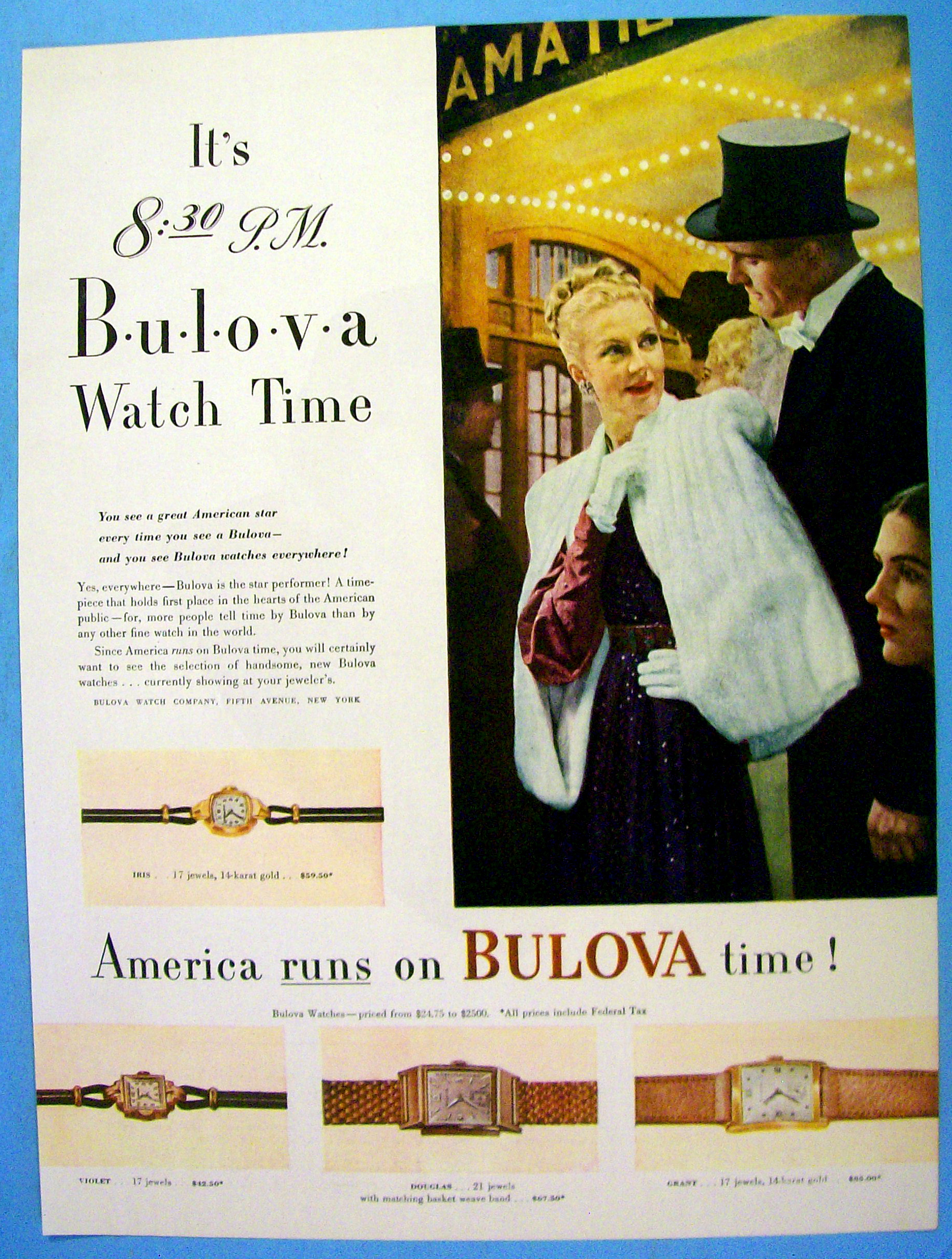 1946 Bulova Watch with Lovely Woman