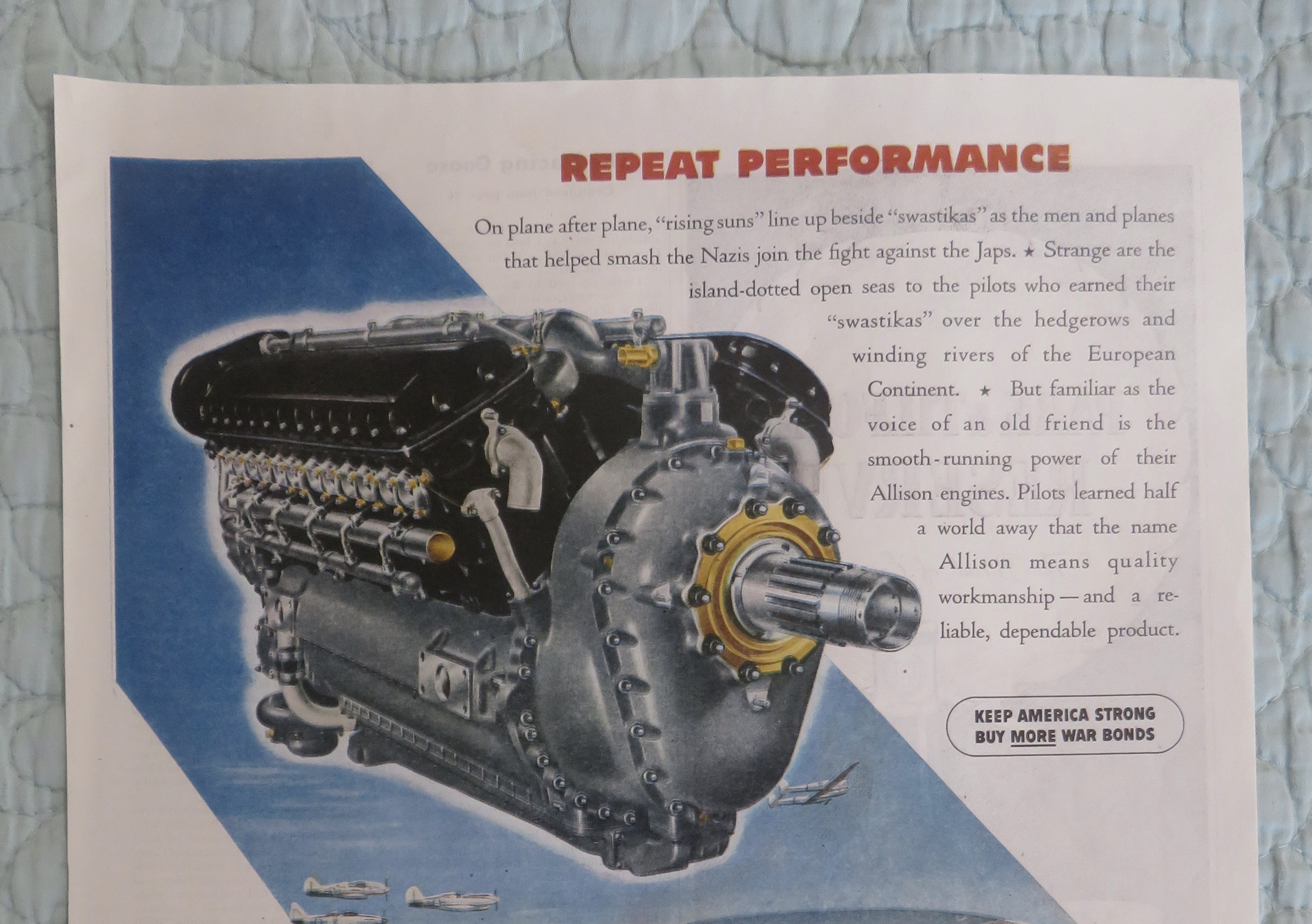 1945 Allison Aircraft Engine with Engine & Pilot Flying