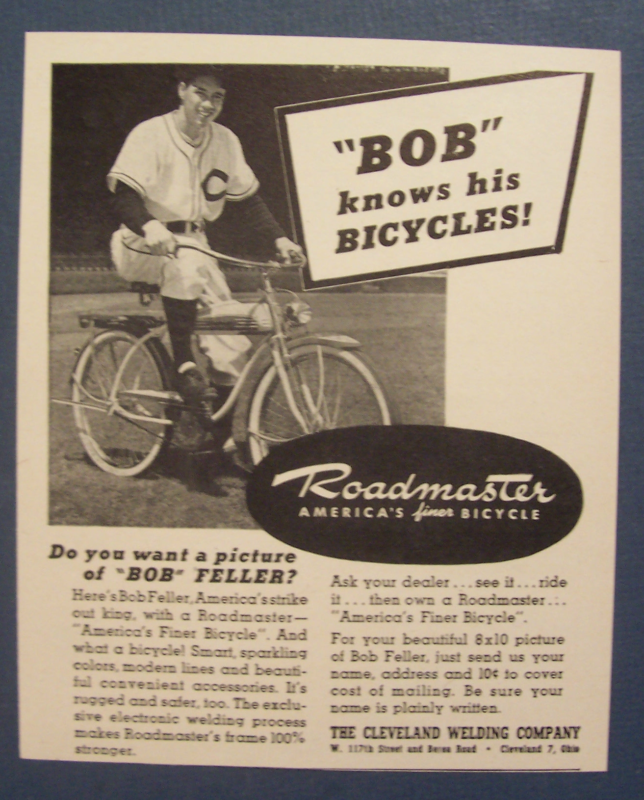 1946  Roadmaster  Bicycle with  Bob  Feller