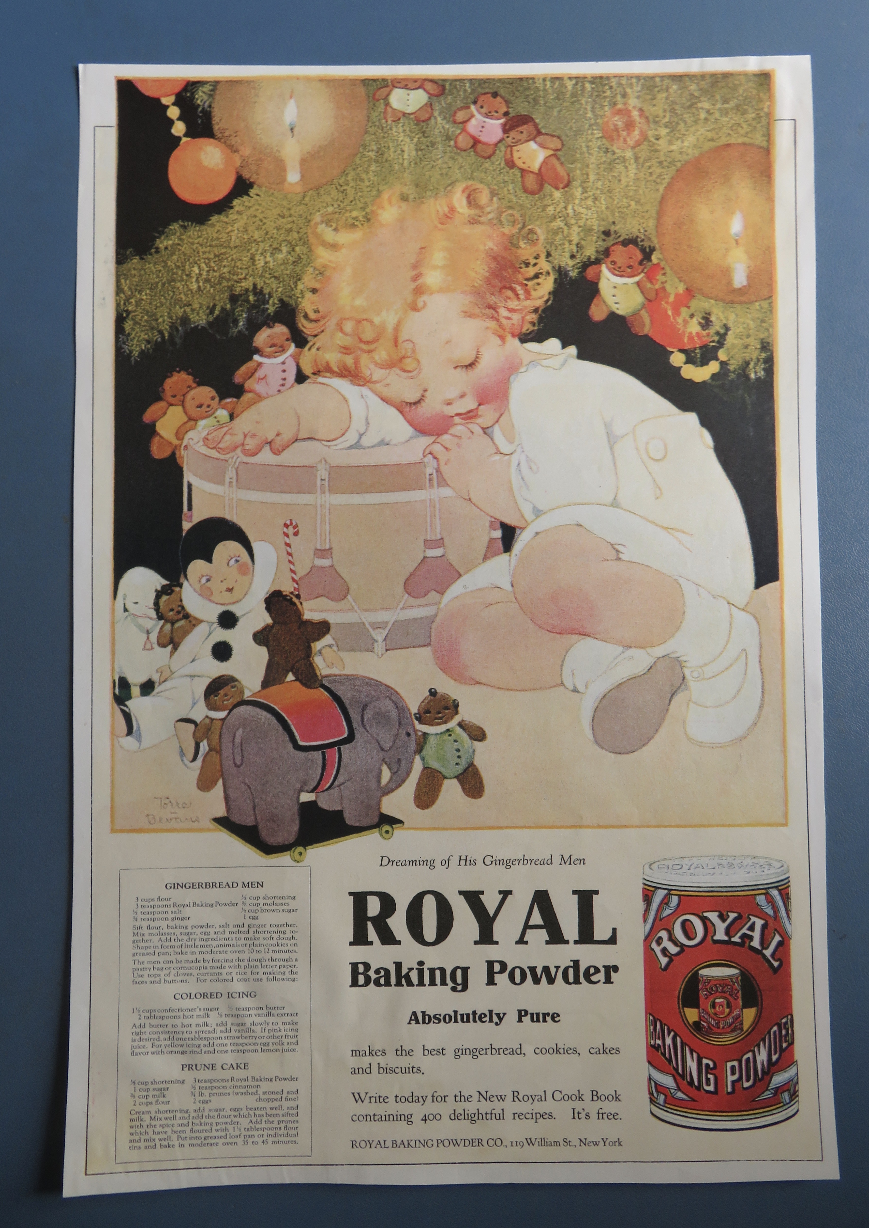 1920 Royal Baking Powder with Child Asleep on Drum