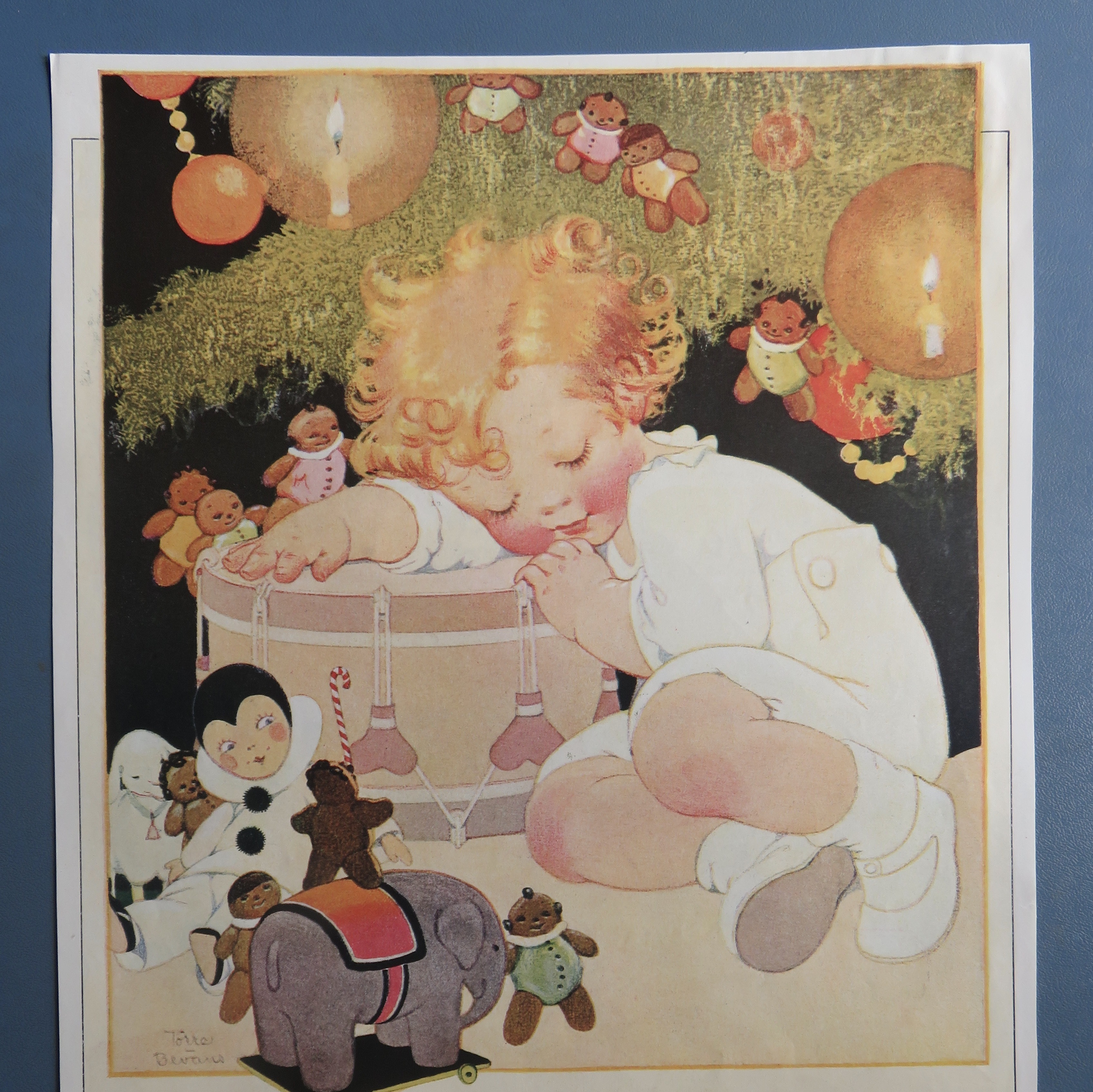 1920 Royal Baking Powder with Child Asleep on Drum
