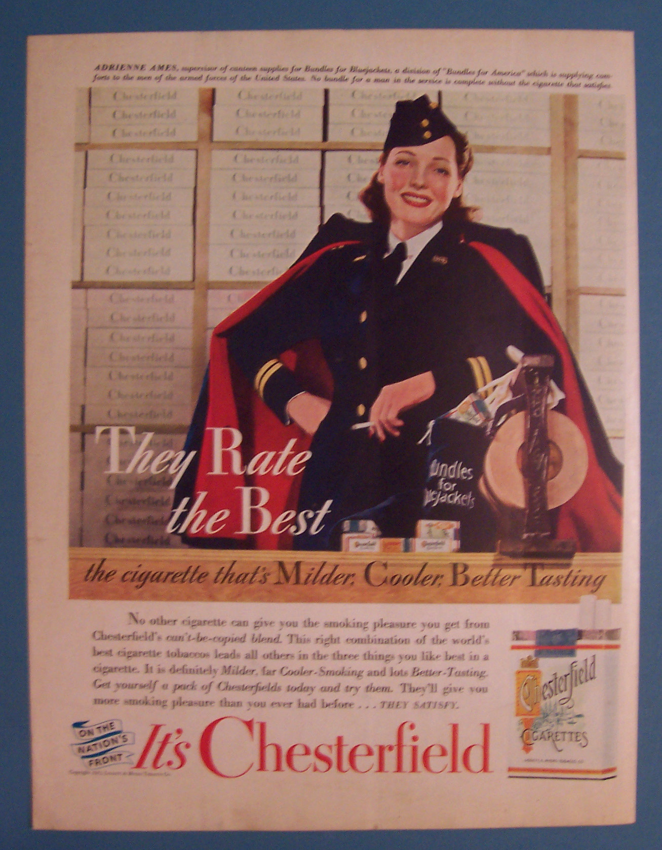 Vintage Ad:1942 Chesterfield Cigarettes w/Adrienne Ames