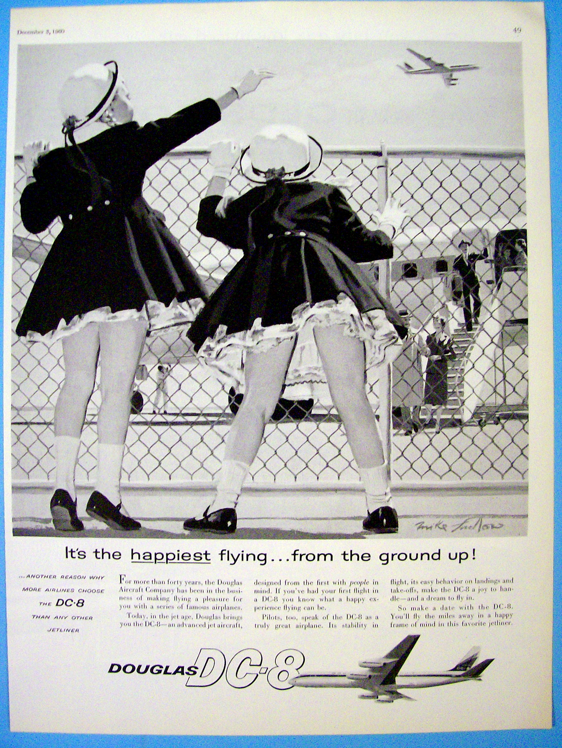1960 Douglas CD-8 with Two Girls Watching Planes