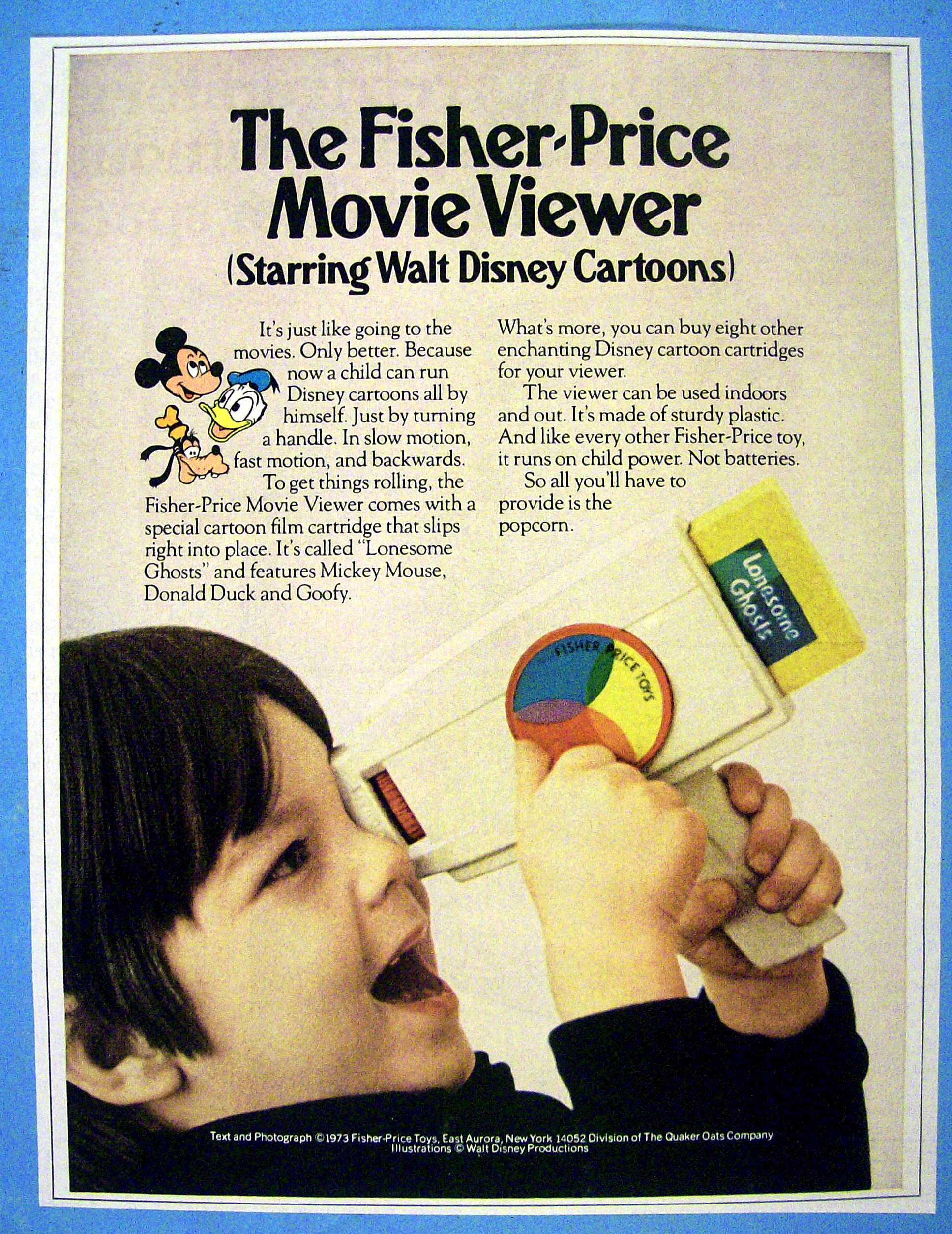 1973 Fisher Price Movie Viewer with Disney Cartoons