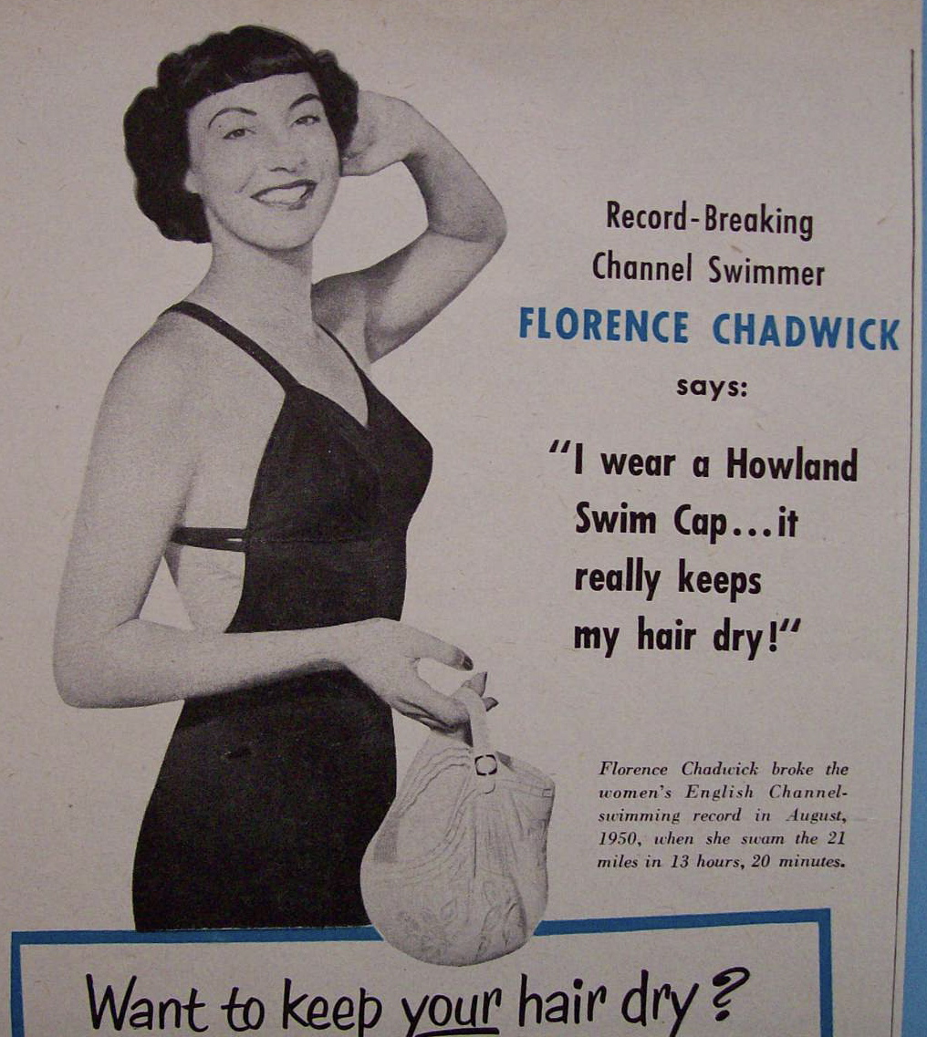Vintage Ad: 1951 Howland Swim Caps w/ Florence Chadwick