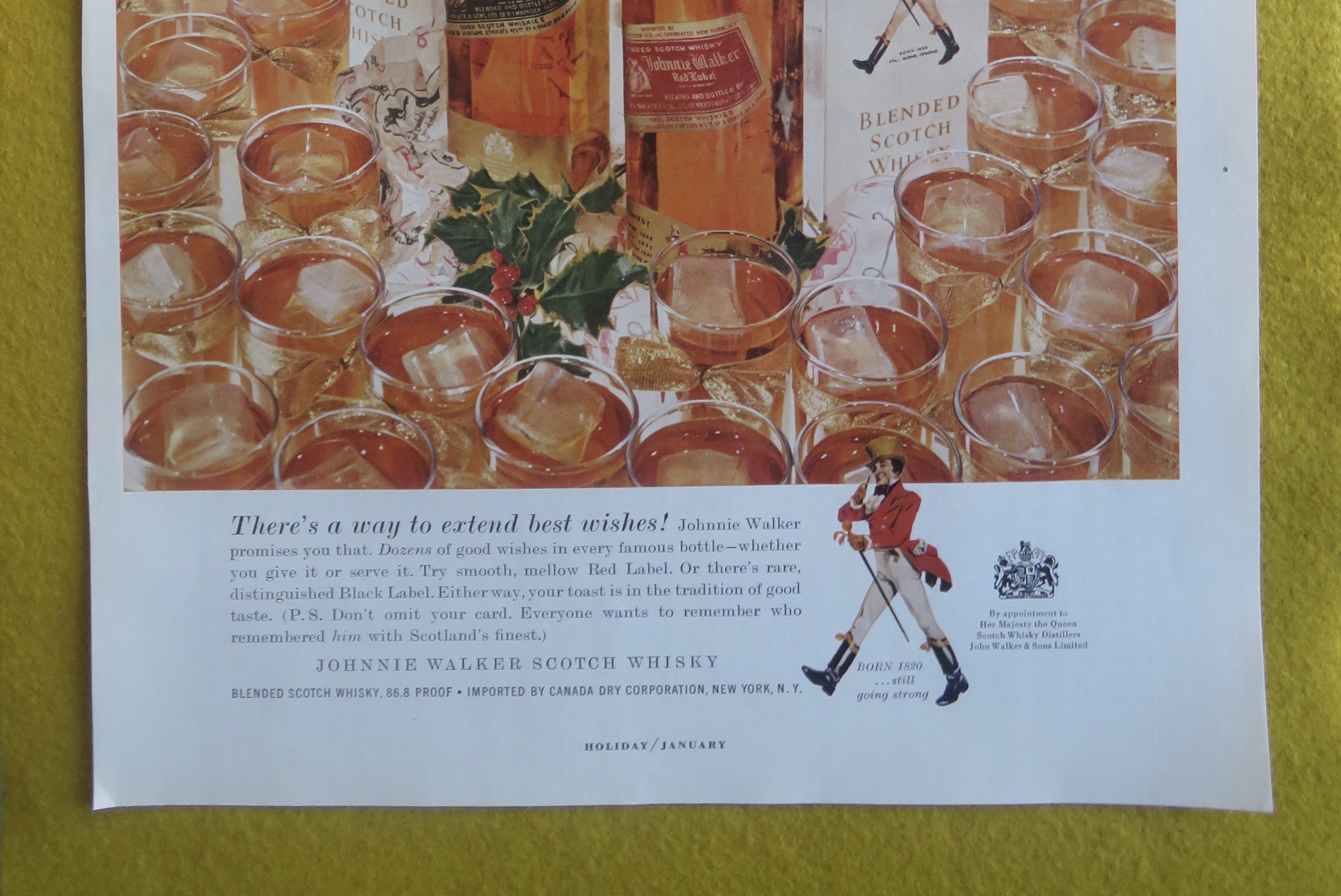 1959 Johnnie Walker Whiskey with Glasses Of Whiskey