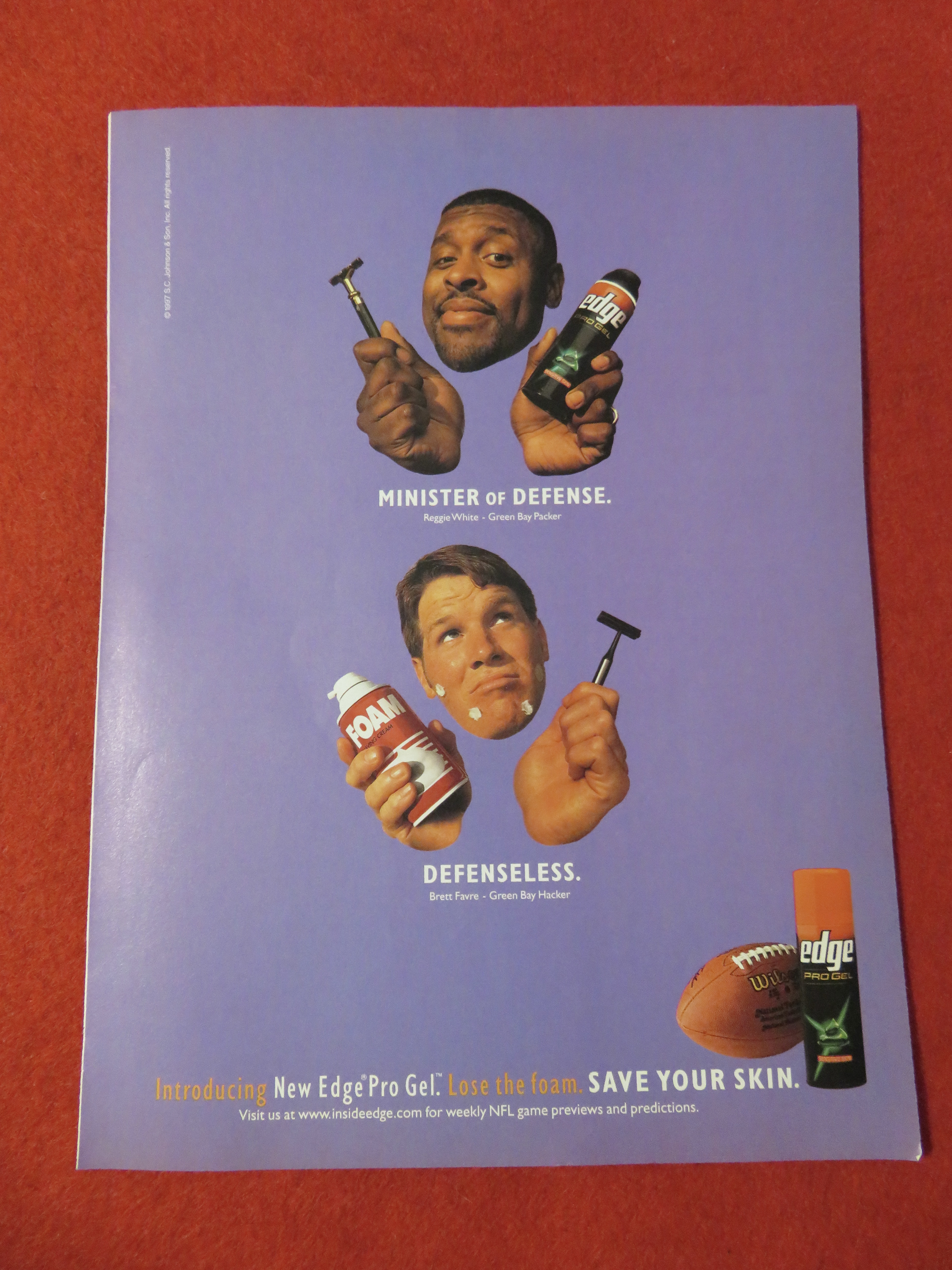 1998 Edge Pro Gel Shaving Gel with R. White & B. Favre