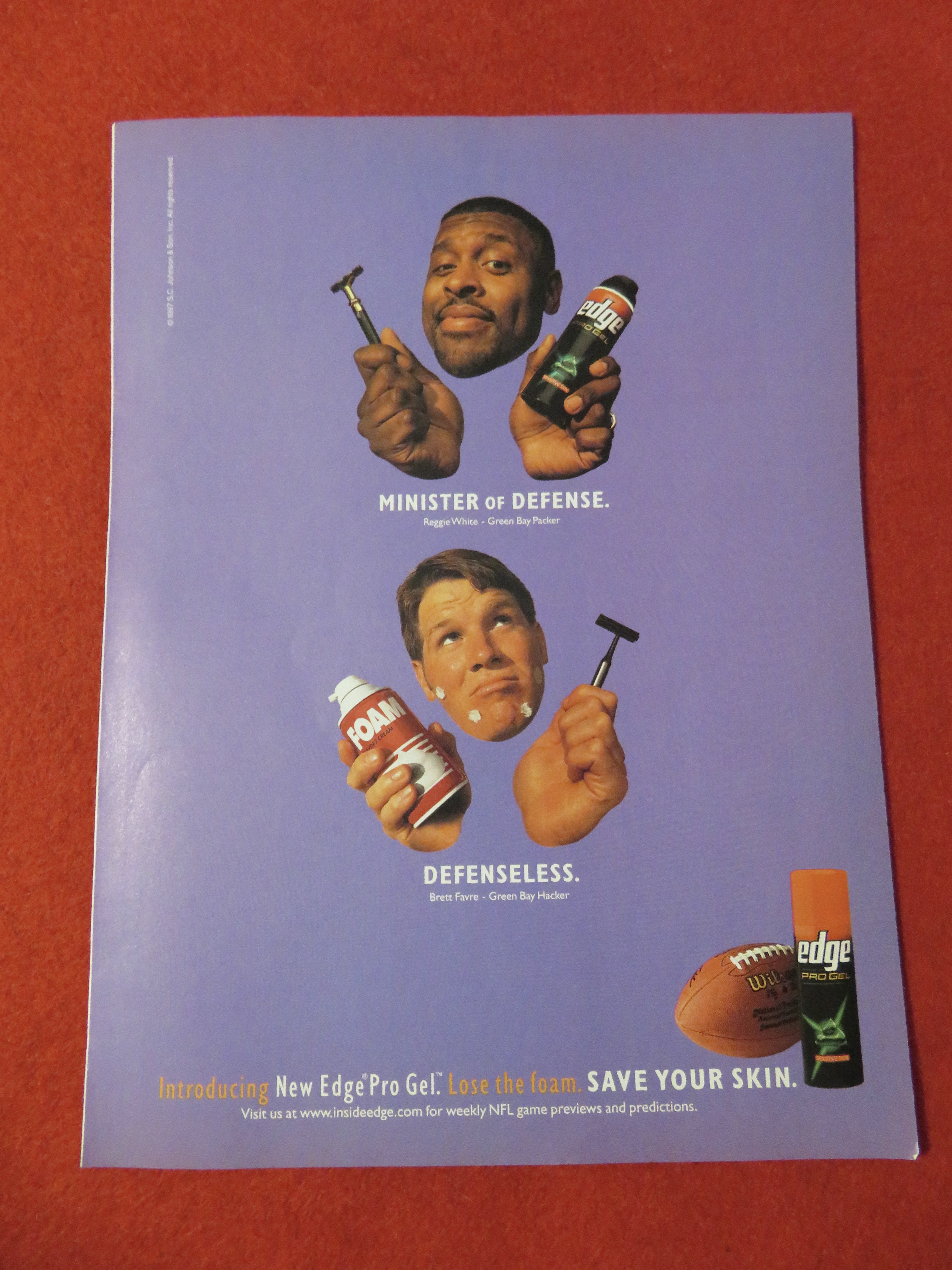 1998 Edge Pro Gel Shaving Gel with R. White & B. Favre