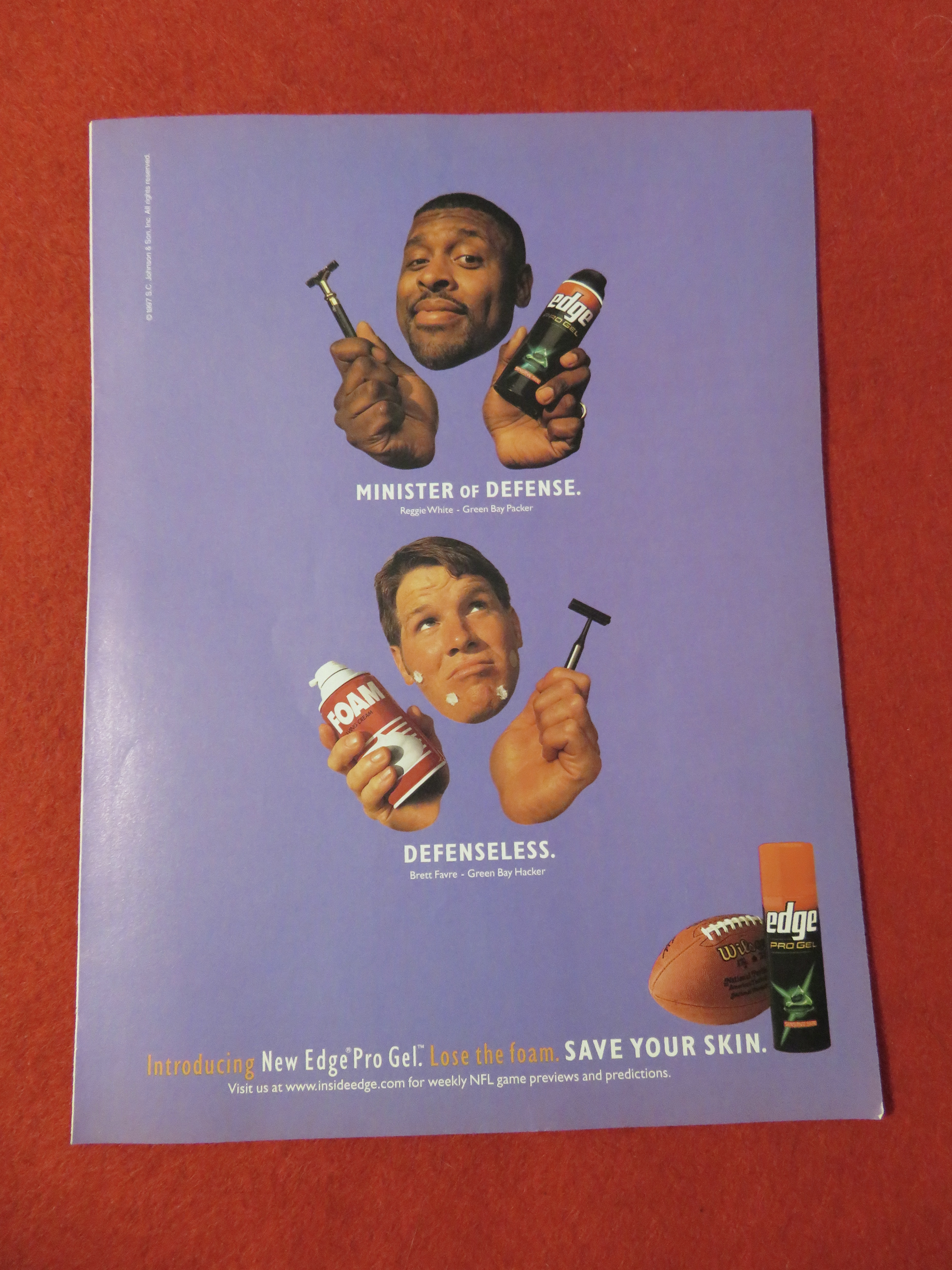 1998 Edge Pro Gel Shaving Gel with R. White & B. Favre