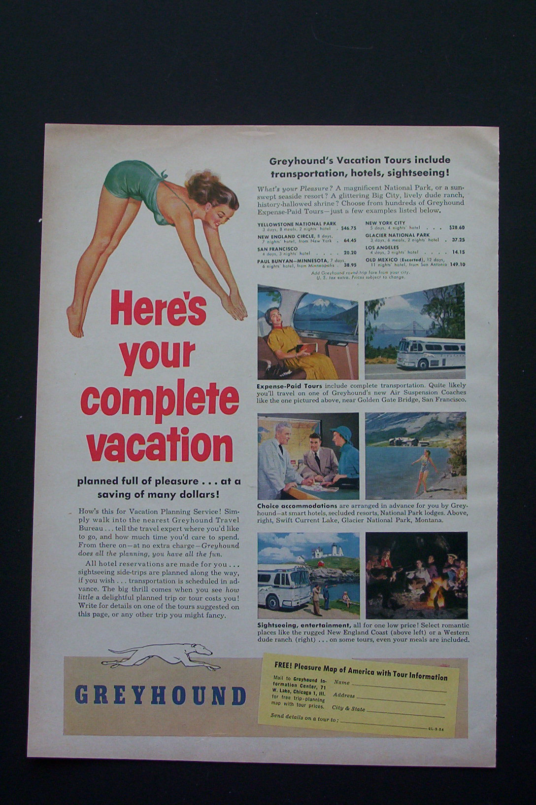 1954 Greyhound with Woman Diving